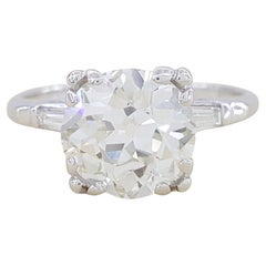 Vintage Three 3-Stone Old European Cut Diamond Engagement Ring