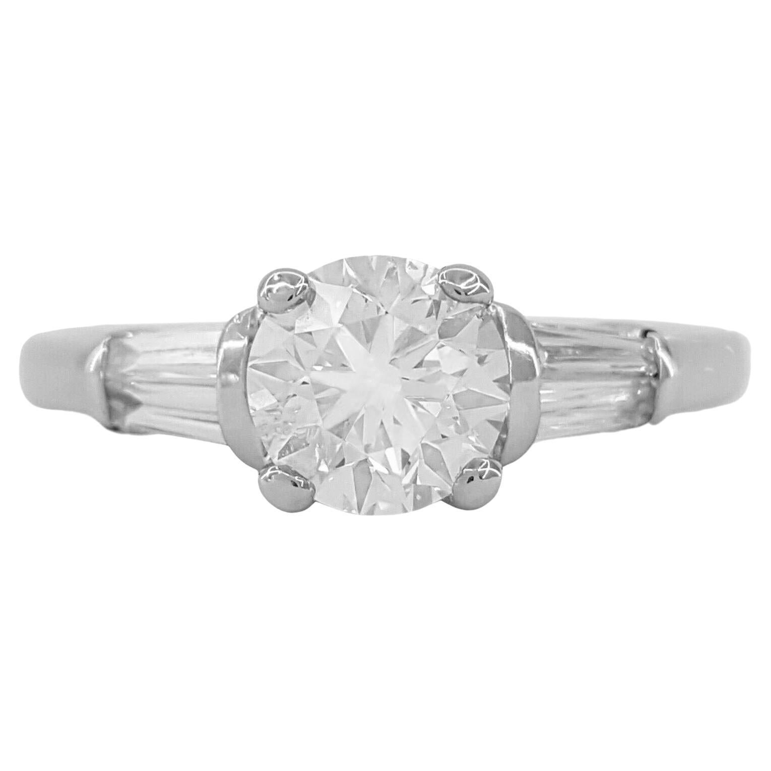 Three 3-Stone Round Brilliant Cut Diamond Engagement Ring For Sale