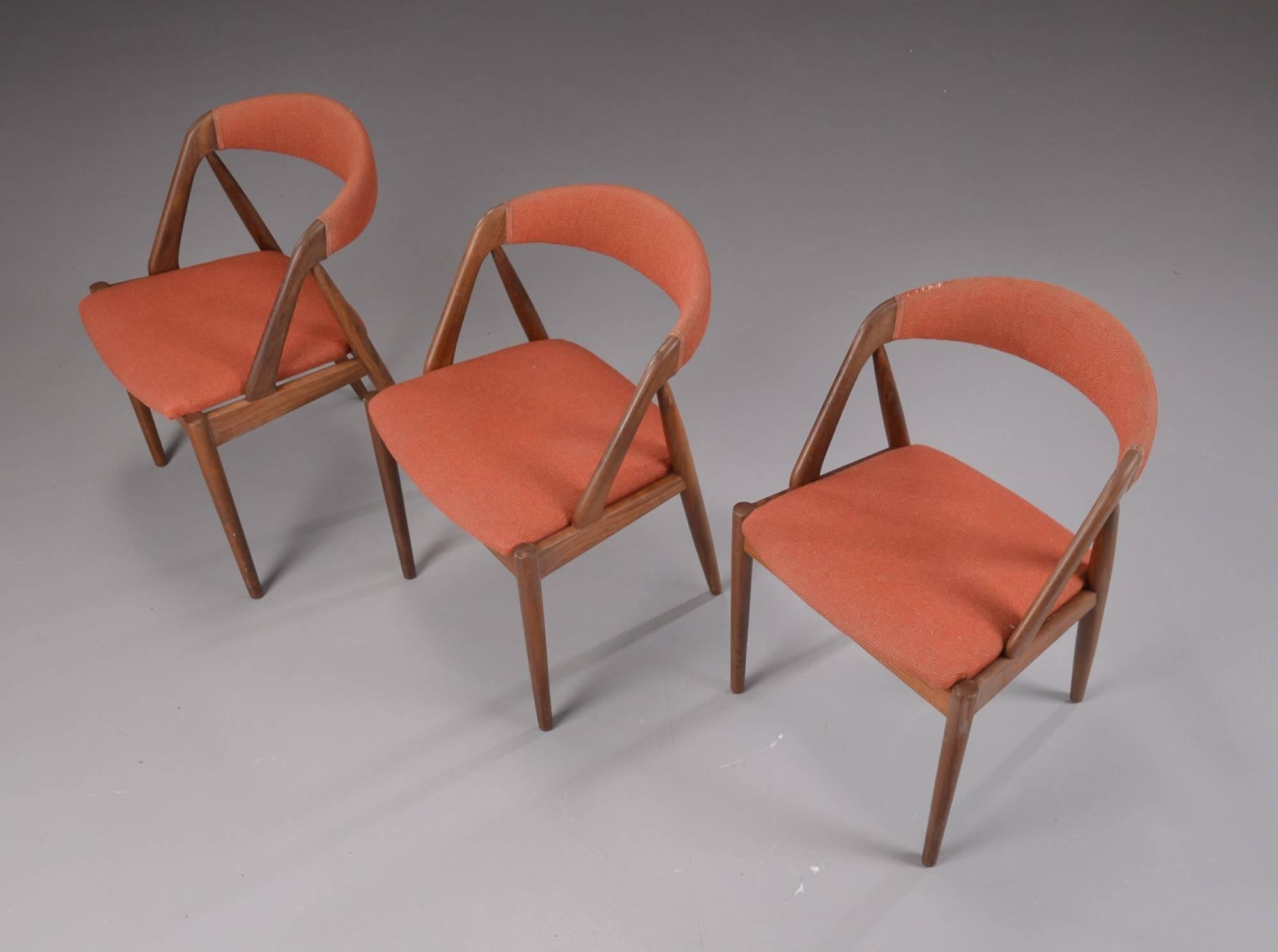 Mid-Century Modern Three A-Frame Model 31 Chairs by Kai Kristiansen for Schou-Andersens Møbelfabrik