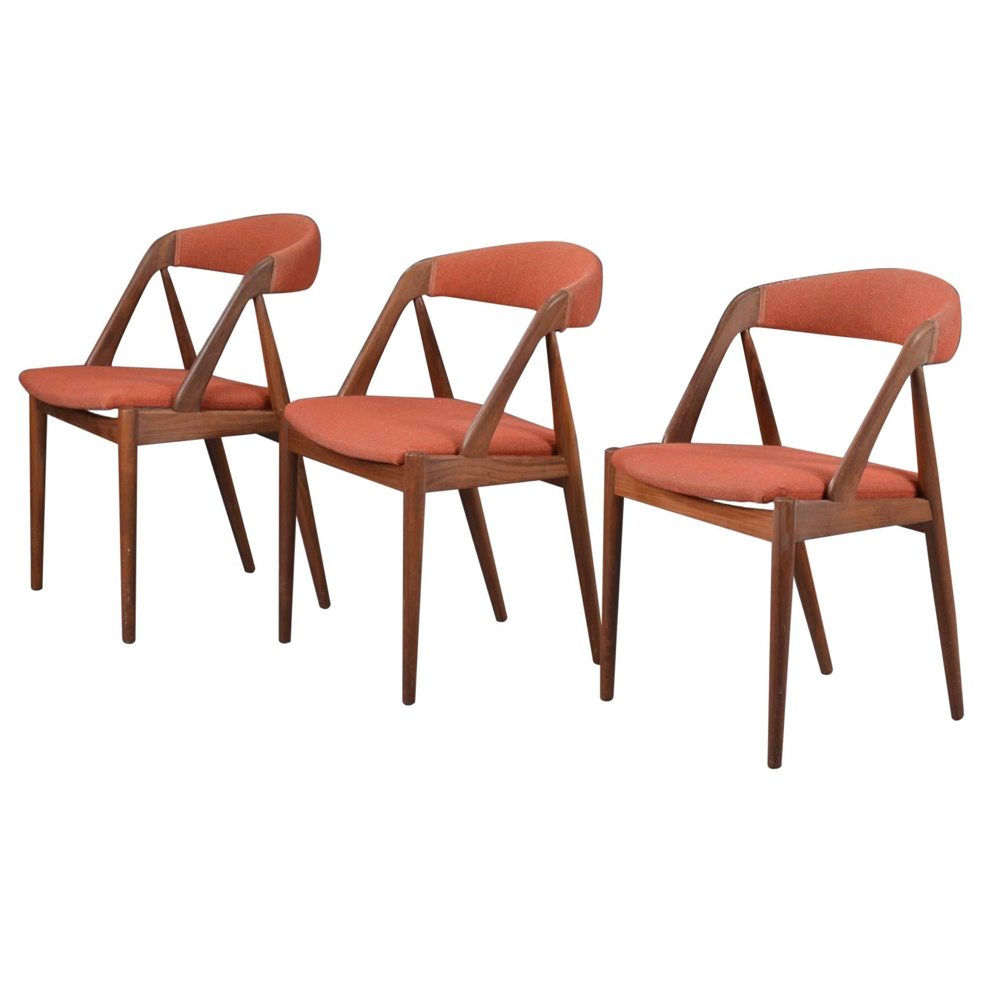 Three A-Frame Model 31 Chairs by Kai Kristiansen for Schou-Andersens Møbelfabrik