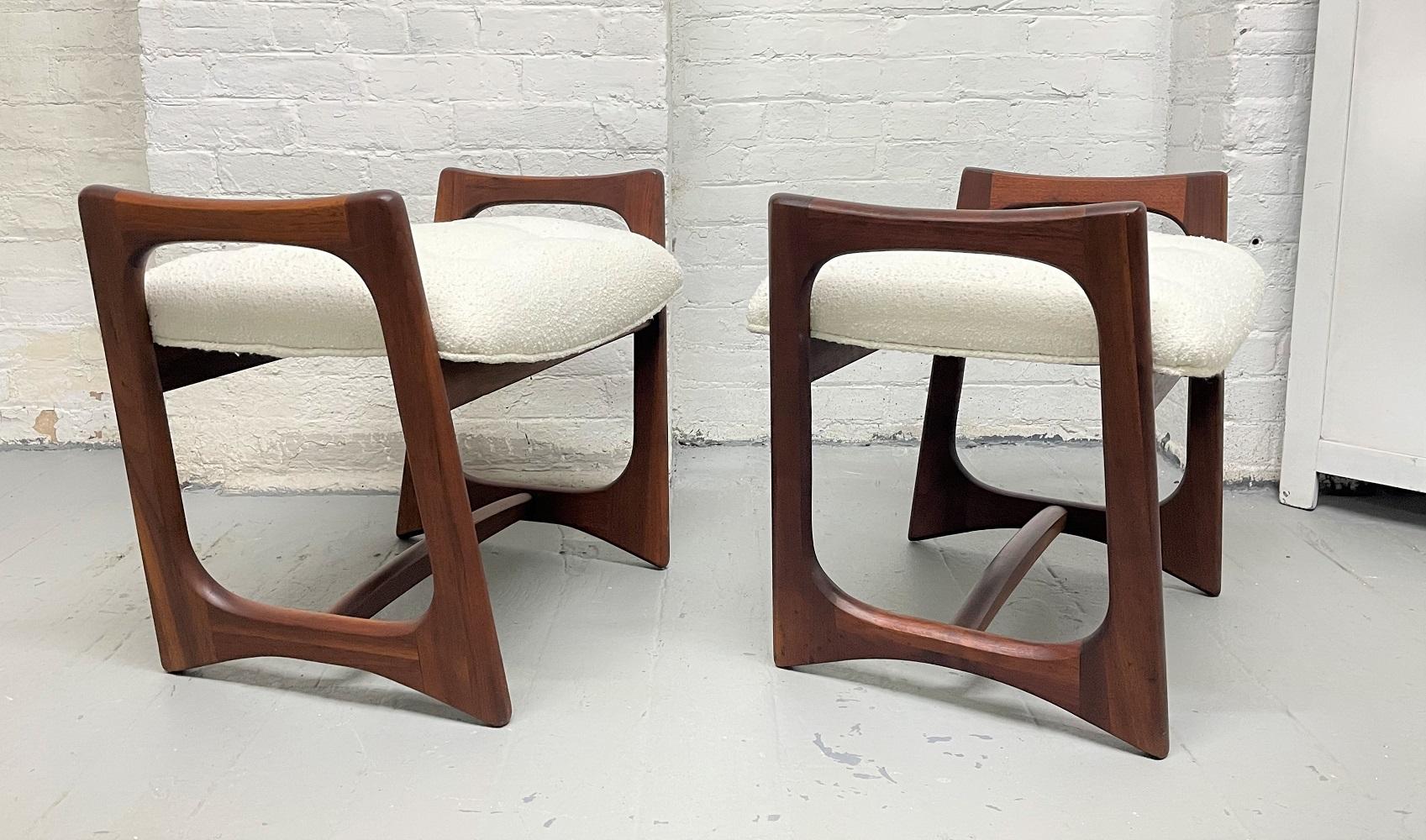 Three Adrian Pearsall Sculptural Stools / Benches in Bouclé In Good Condition For Sale In New York, NY