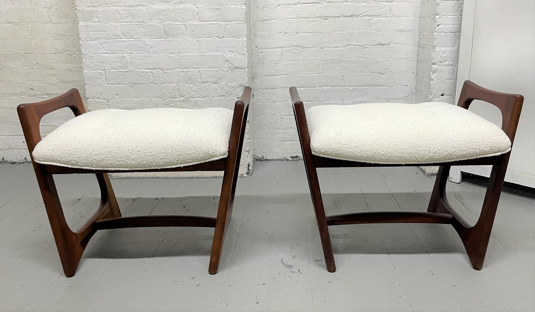 Mid-20th Century Three Adrian Pearsall Sculptural Stools / Benches in Bouclé For Sale