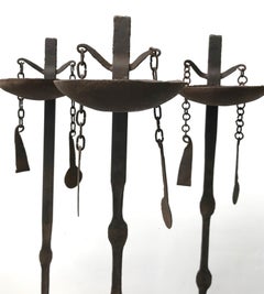 Three African Forged Iron Oil Lamps