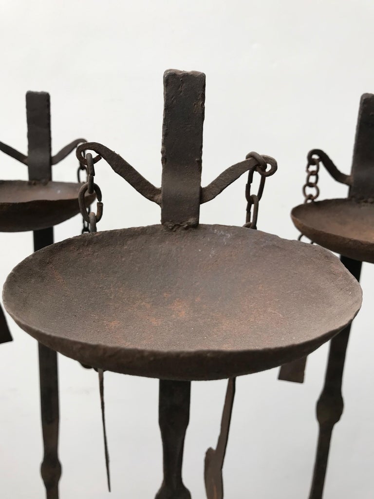 Three African Iron Oil Lamps For Sale at 1stDibs