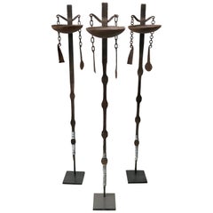 Three African Forged Iron Oil Lamps