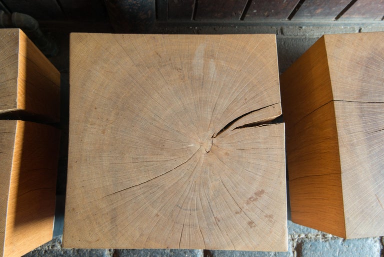 Three American Studio Art Oak and Steel Coffee Tables For Sale 5