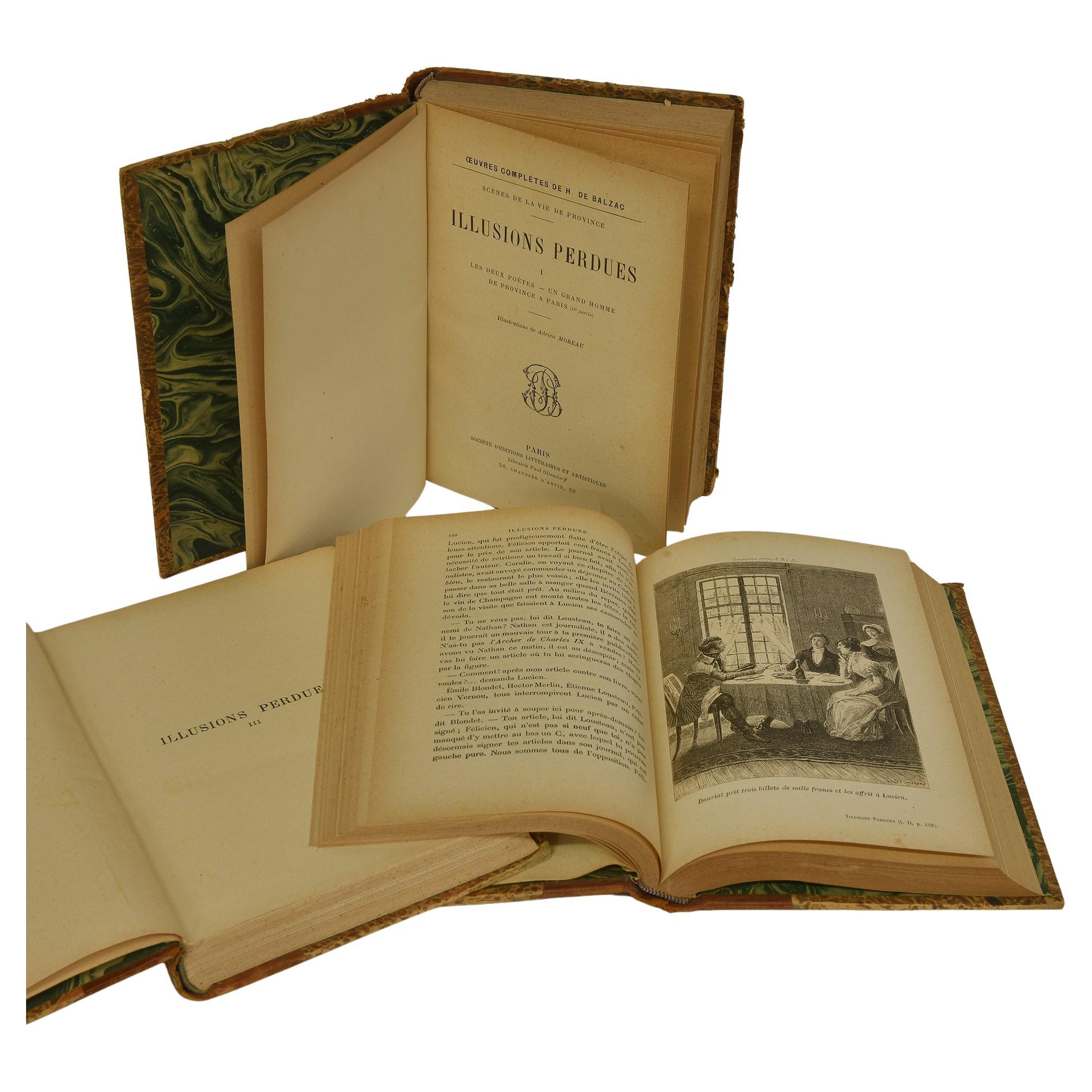 Three Ancient French Books by Balzac In Excellent Condition For Sale In Alessandria, Piemonte