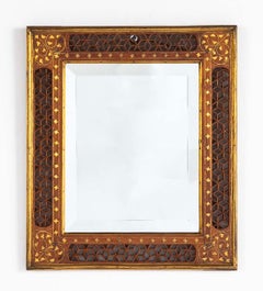 Three Anglo Indian Rosewood Mirrors With Fretwork and Brass Inlay Beveled Glass