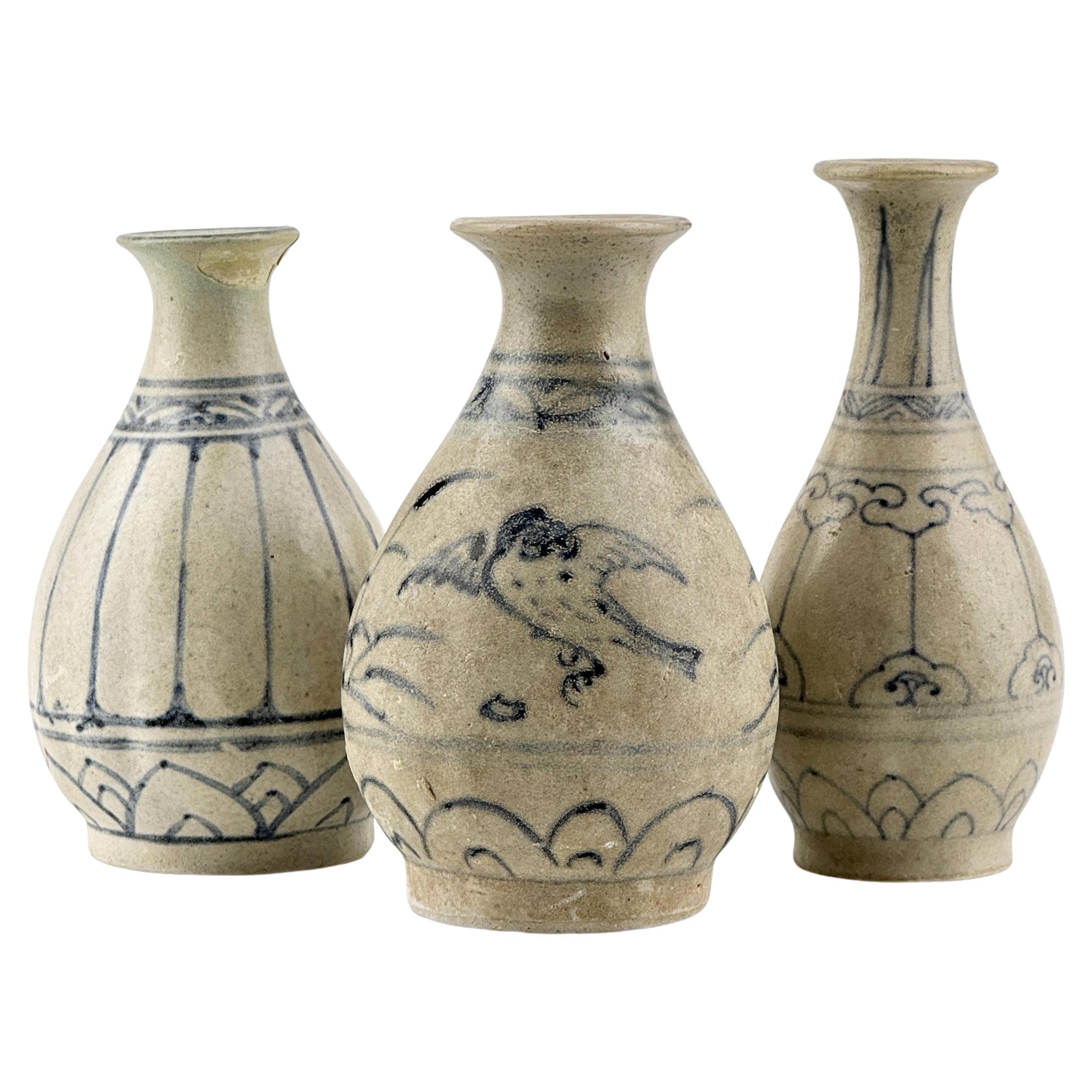 Three Annamese Small Yuhuchunping, 15th century, Le Dynasty