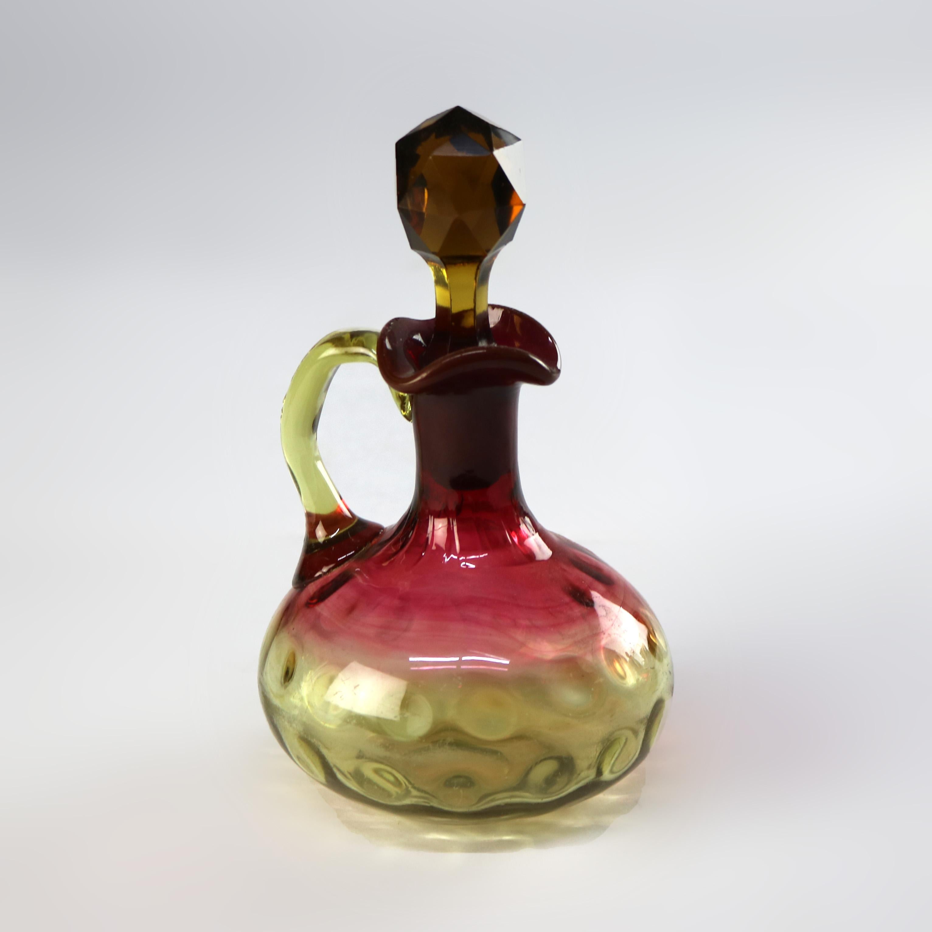 20ième siècle Trois cruches d'art en verre anciennes Amberina Coinspot Art C1900 en vente