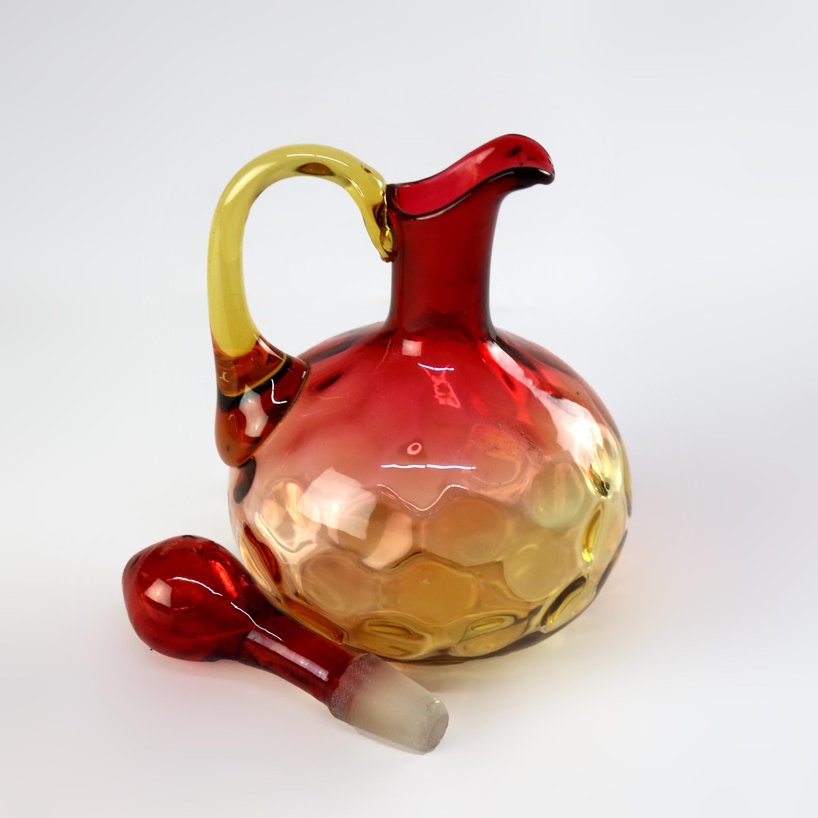 Trois cruches d'art en verre anciennes Amberina Coinspot Art C1900 en vente 1