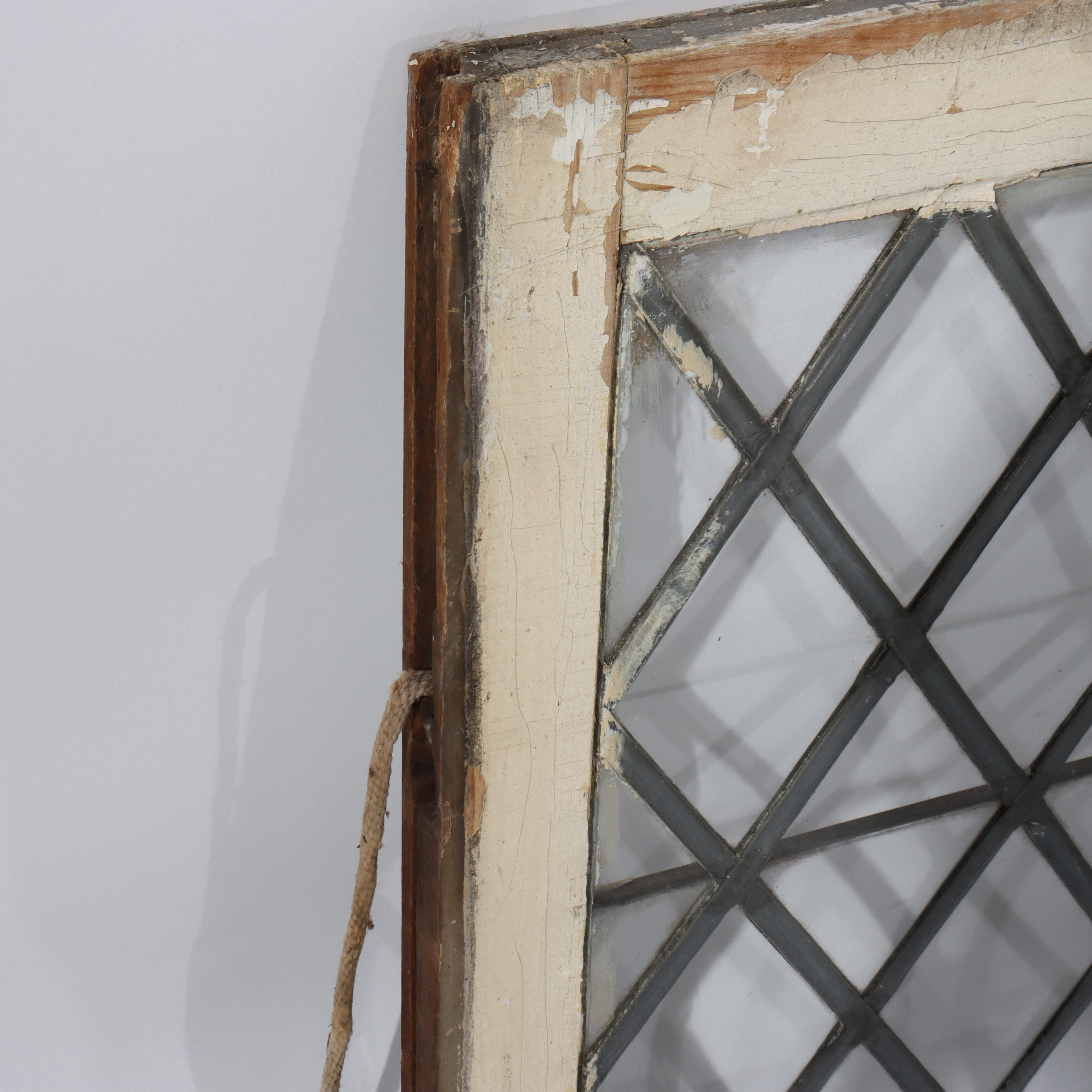 Arts and Crafts Tre antiche finestre architettoniche con vetro al piombo C1920 in vendita