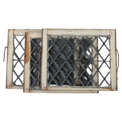 Three Antique Architectural Leaded Glass Windows C1920
