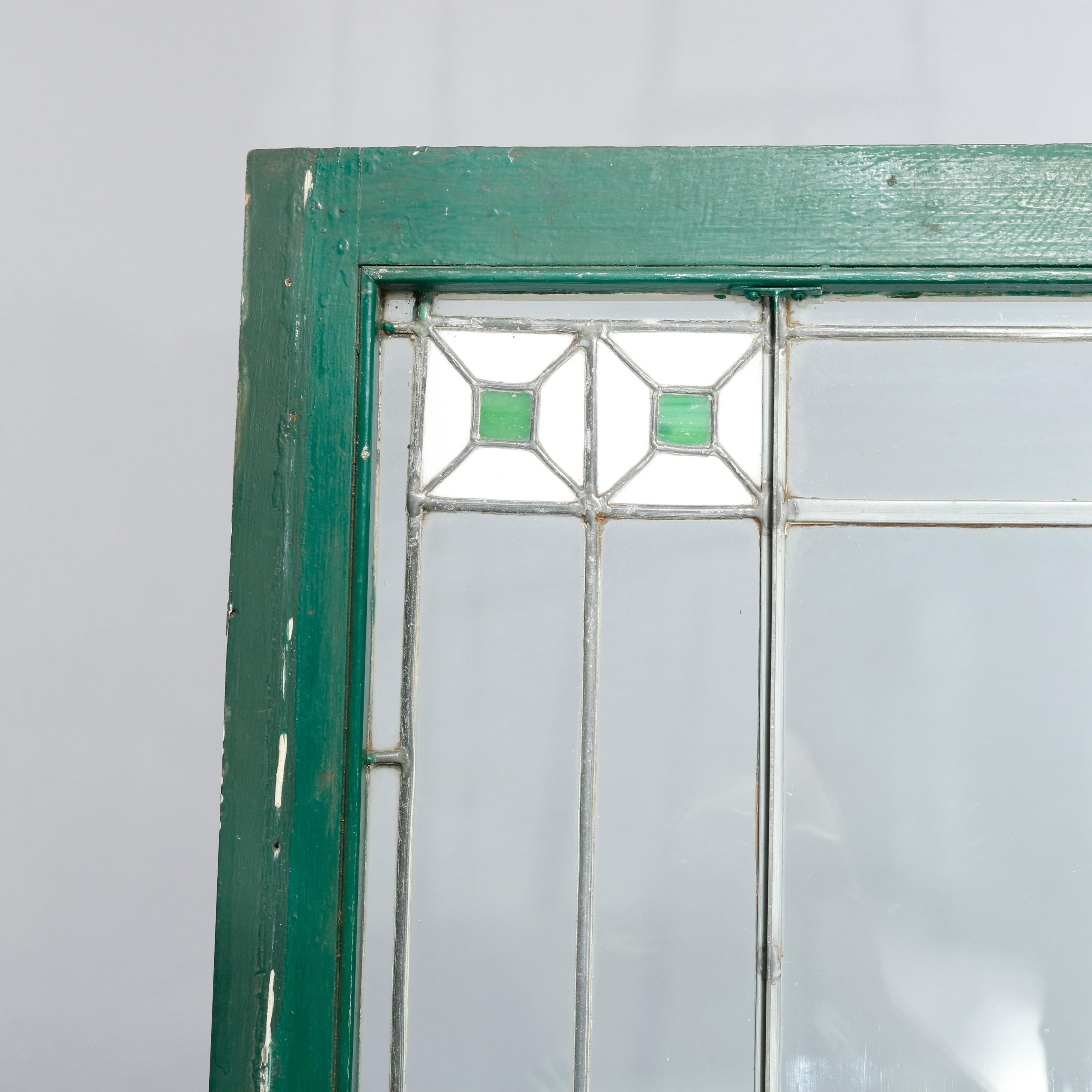 Arts and Crafts Three Antique Arts & Crafts Frank Lloyd Wright Leaded Glass Windows, c1920