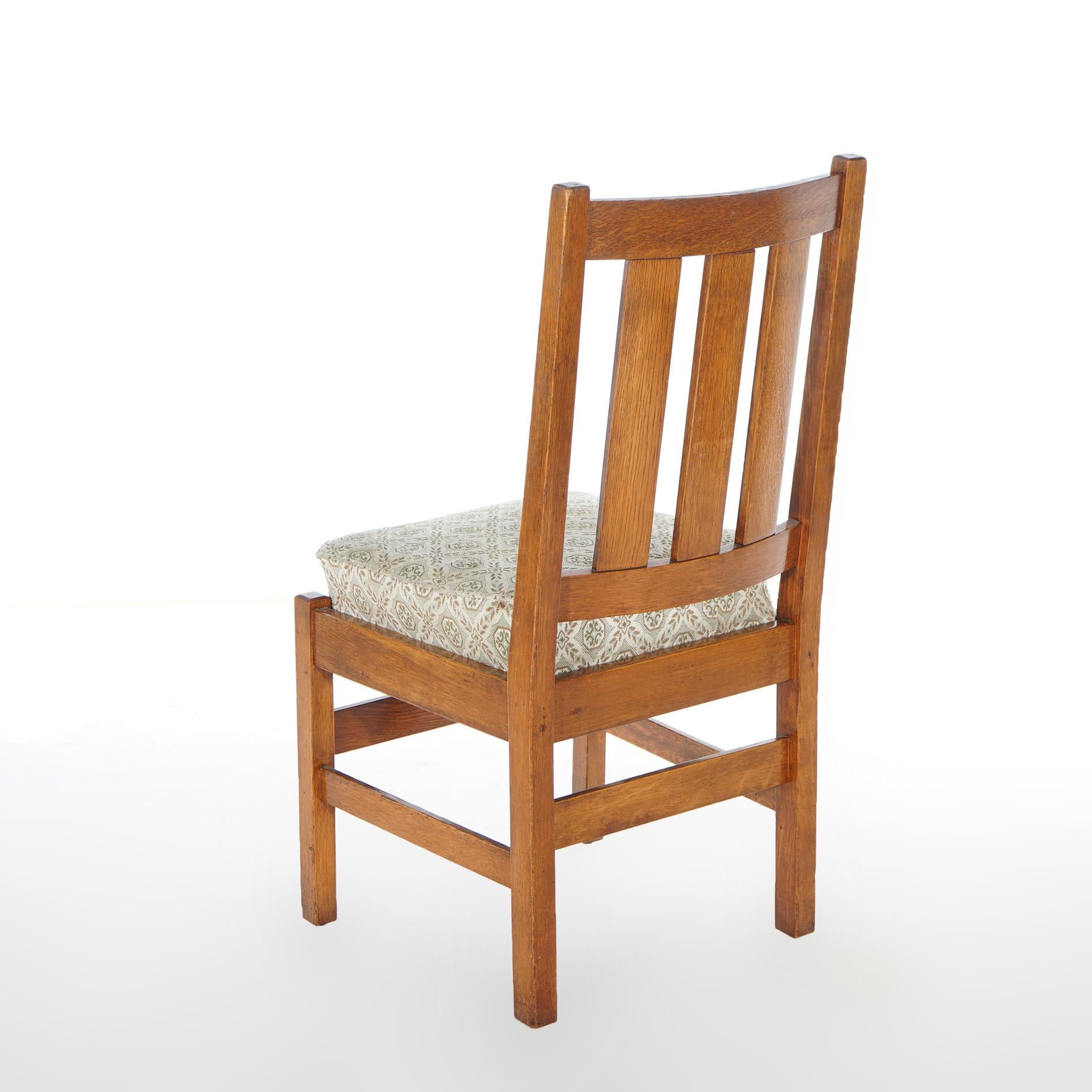 Three Antique Arts & Crafts L & JG Stickley Oak Side Chairs Circa 1910 1