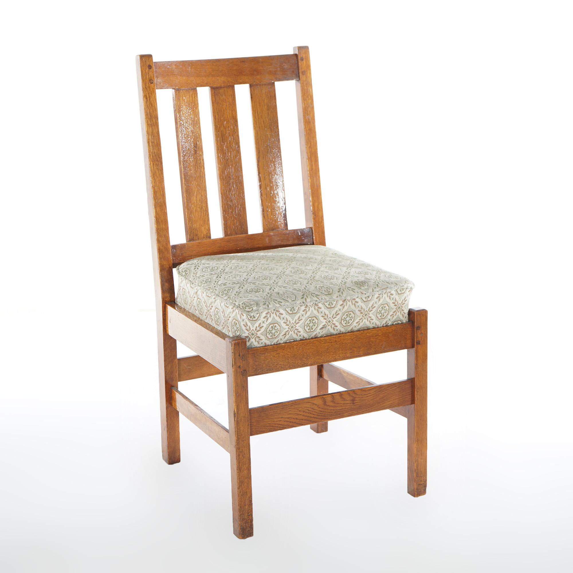 American Three Antique Arts & Crafts L & JG Stickley Oak Side Chairs Circa 1910