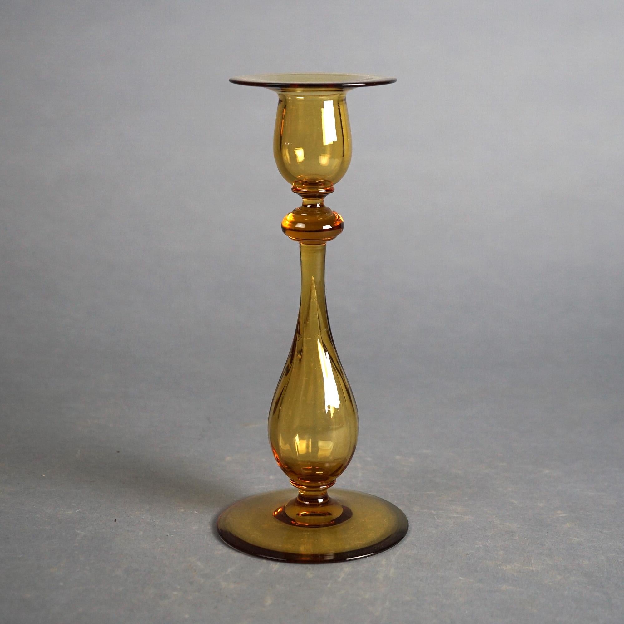 Arts and Crafts Three Antique Arts & Crafts Steuben Art Glass Candlesticks C1930