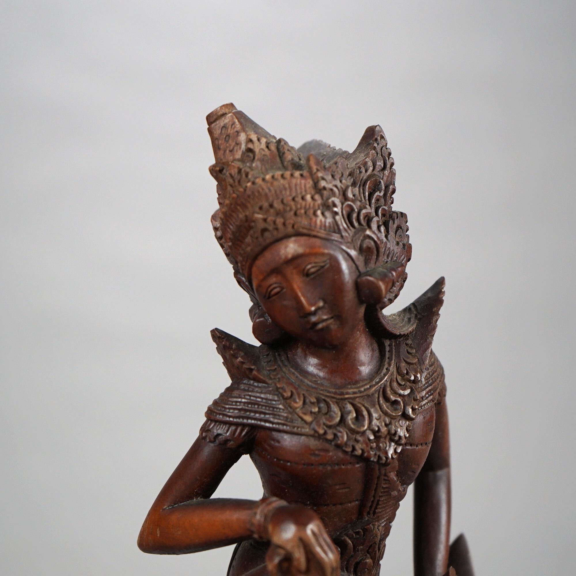 Three Antique Balinese Hand Carved Hardwood Dancer Figures C1920 3
