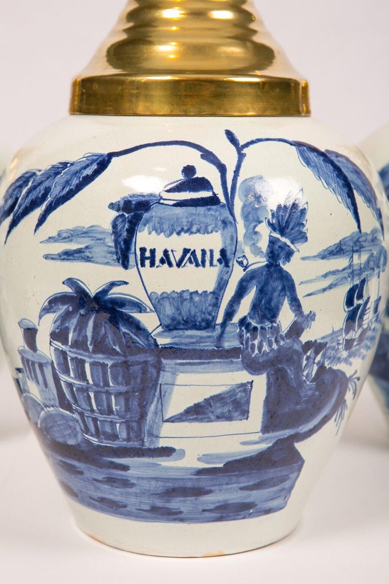 Three Antique Blue and White Delft Tobacco Jars at 1stDibs