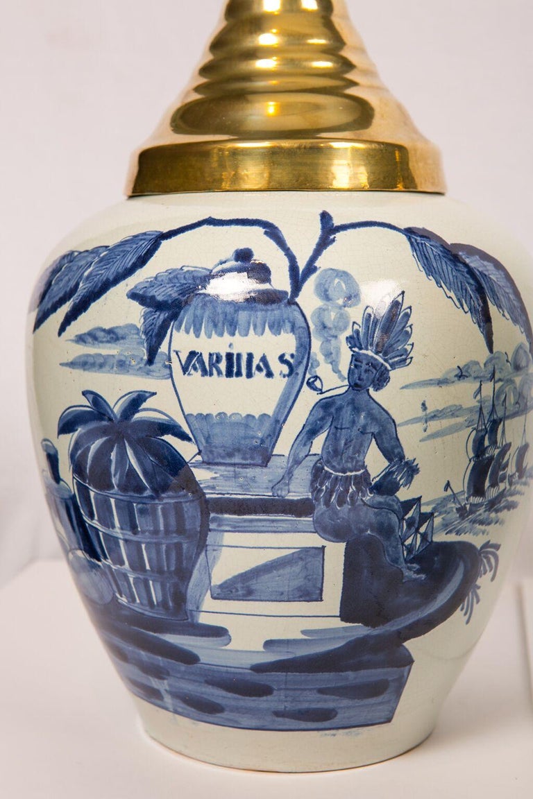 Three Antique Blue and White Delft Tobacco Jars at 1stDibs