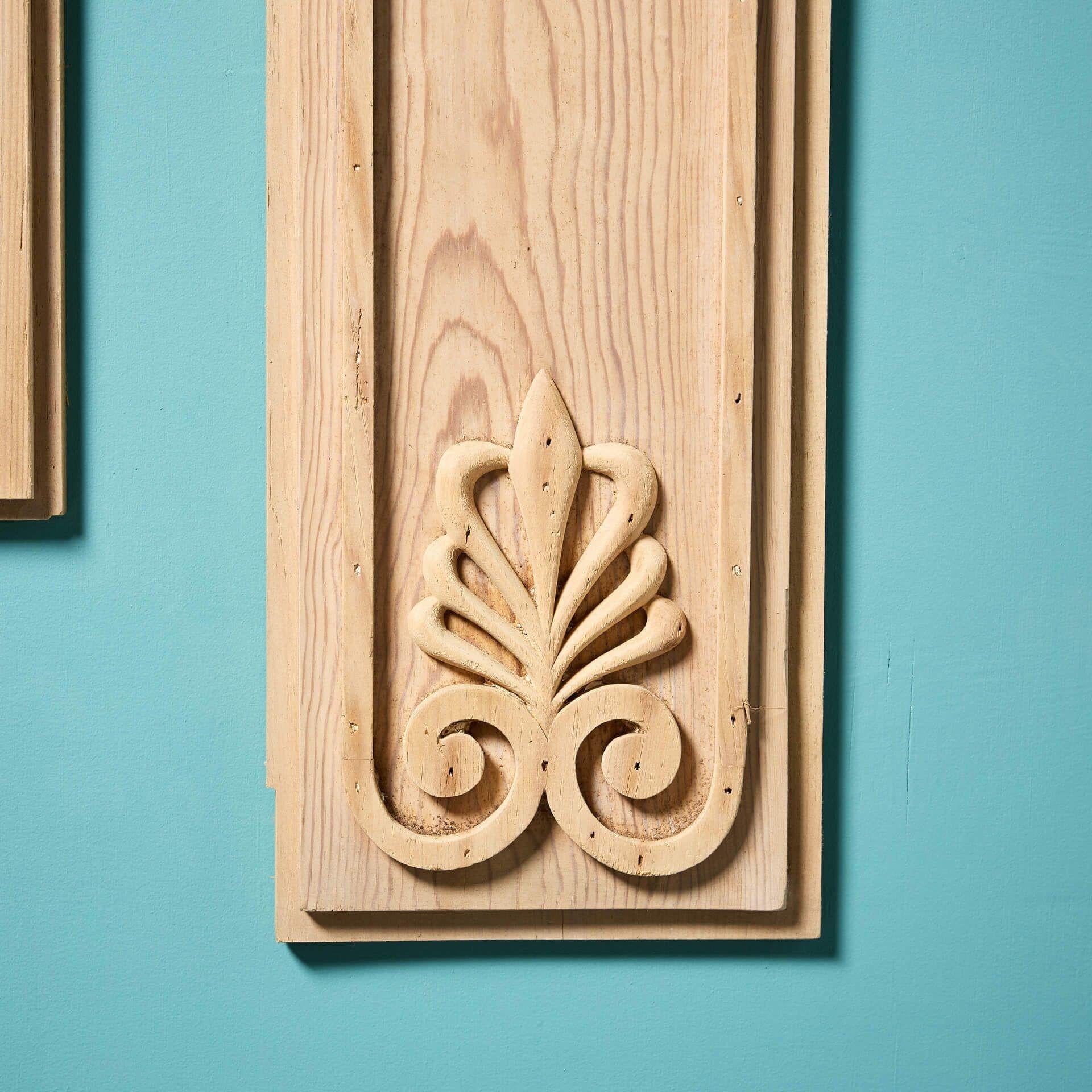 English Three Antique Carved Pine Anthemion Panels For Sale