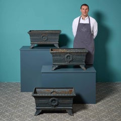 Three Antique Cast Iron Trough Planters