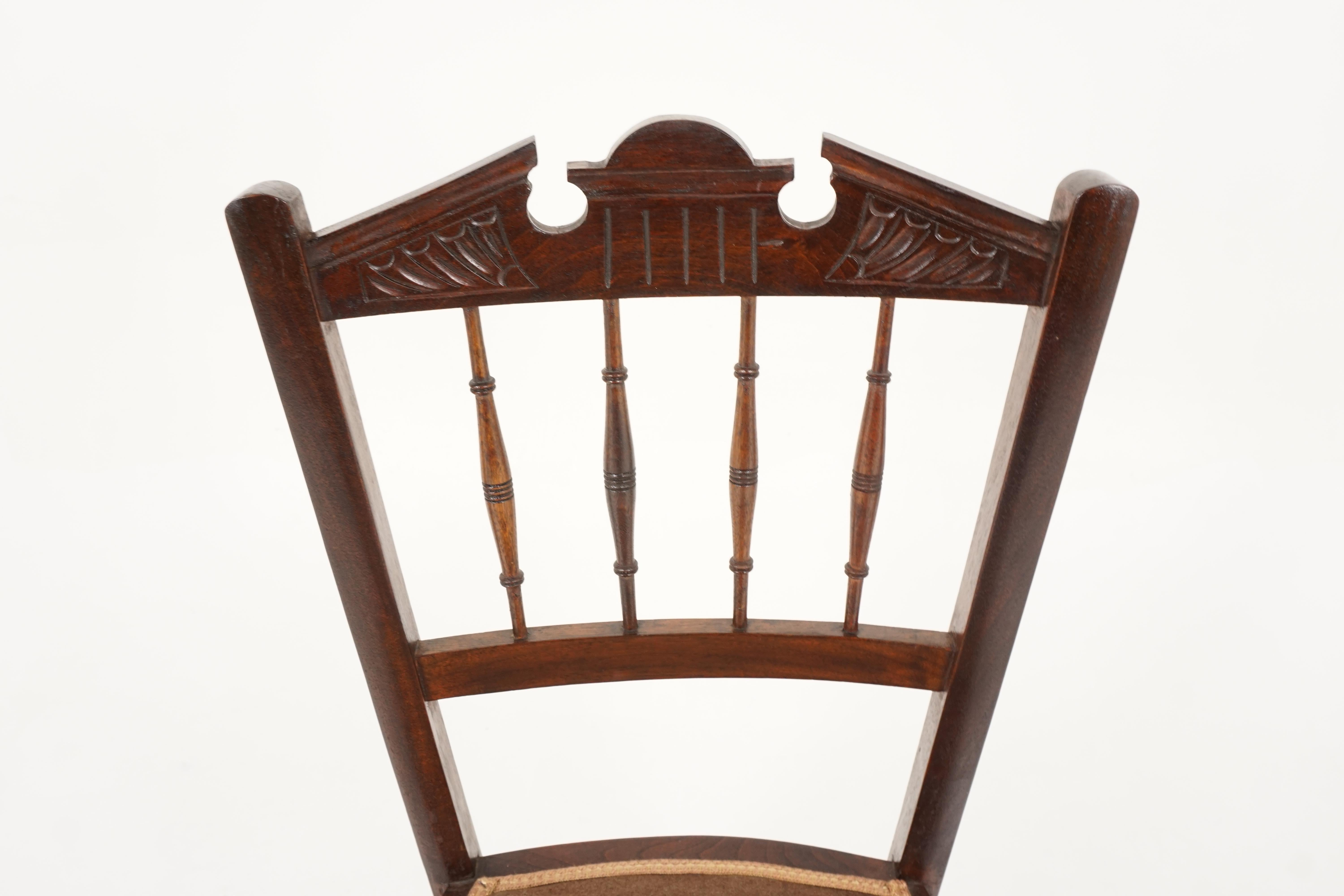 Hand-Crafted Three Antique Chairs, Walnut Upholstered Bedroom Chairs, Scotland 1900, B2227