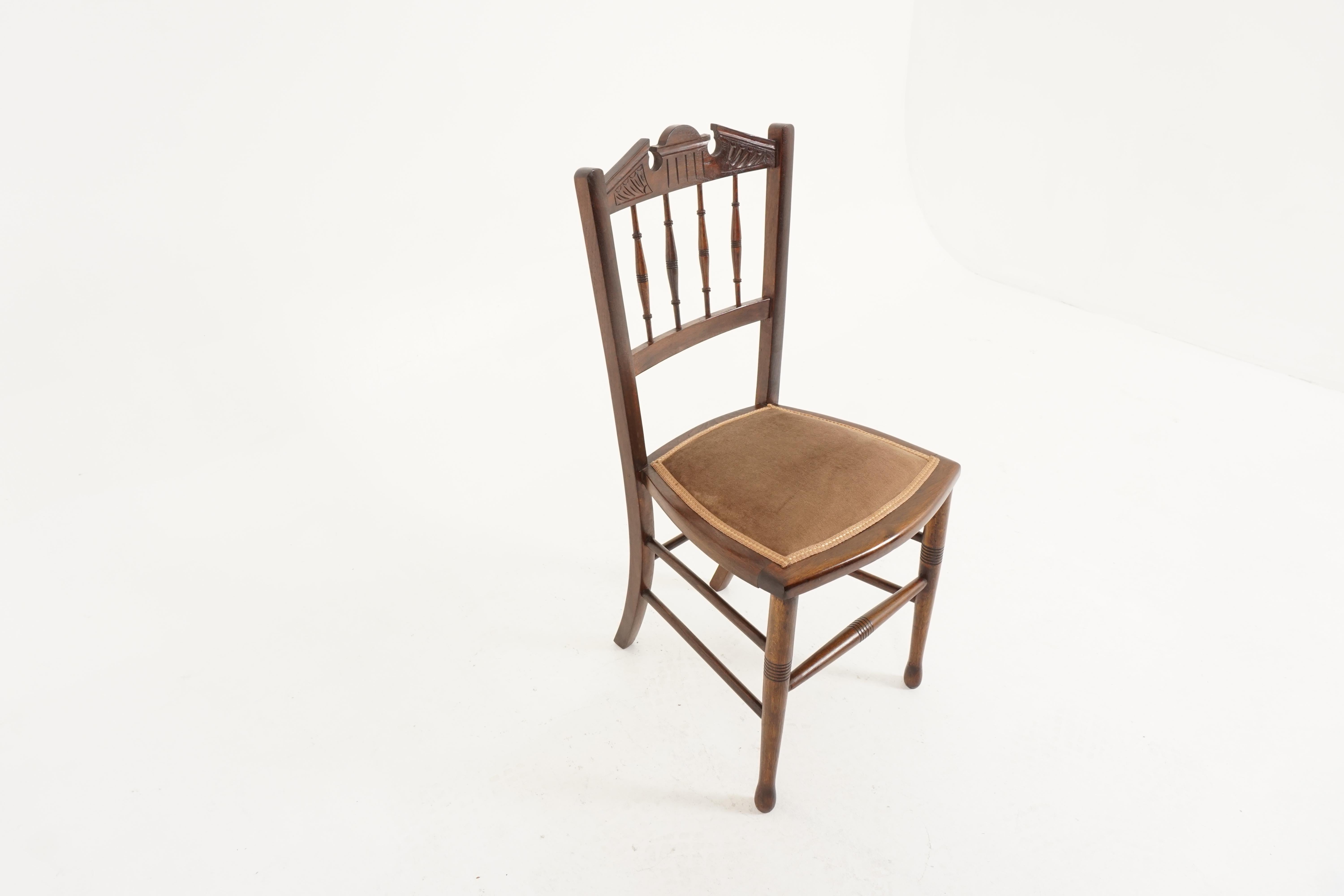 Three Antique Chairs, Walnut Upholstered Bedroom Chairs, Scotland 1900, B2227 1