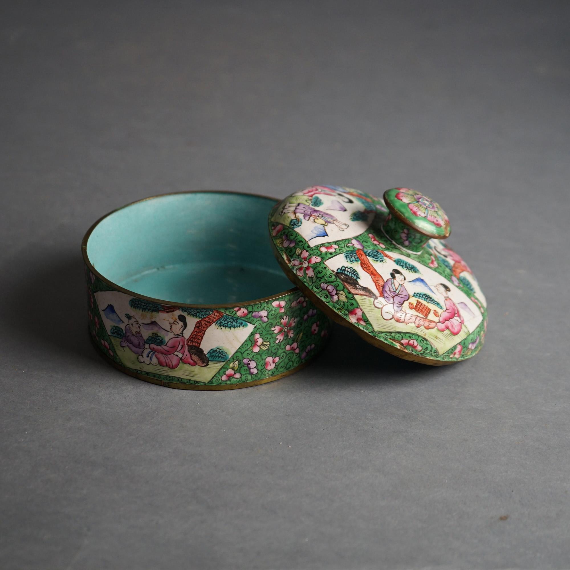 Three Antique Chinese Floral Enameled Boxes C1920 For Sale 6