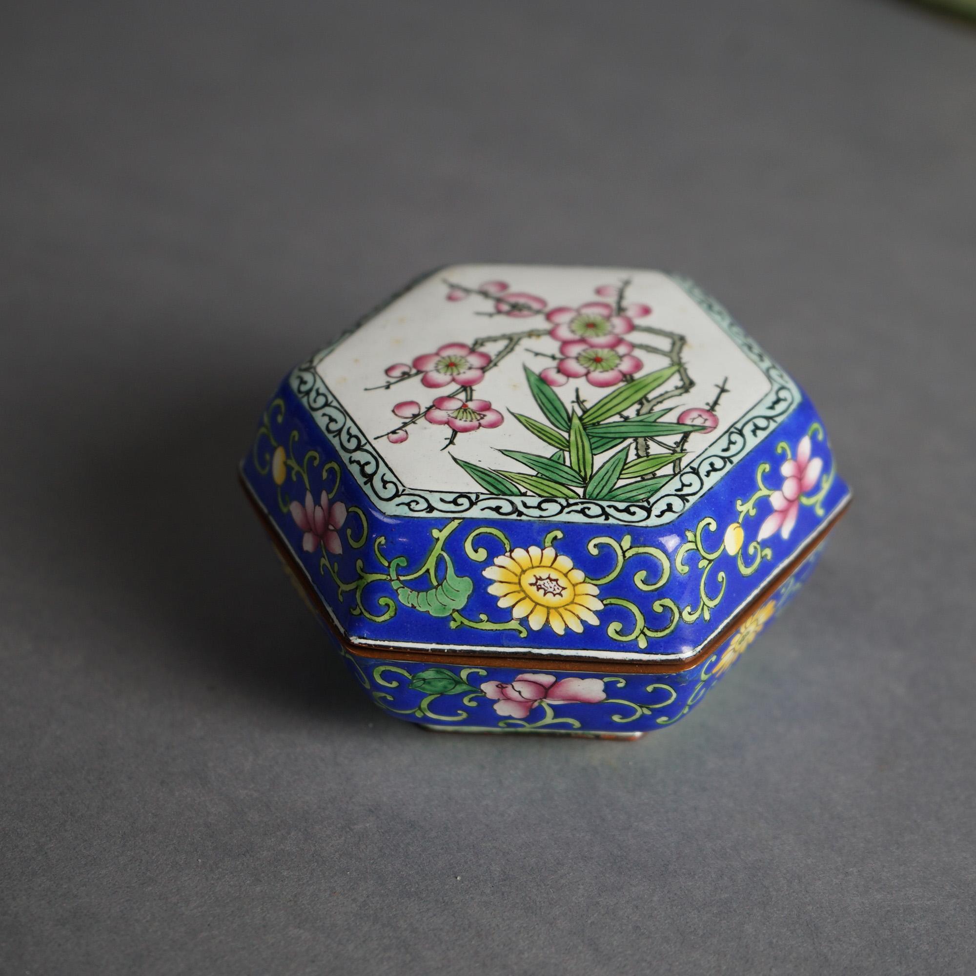 20th Century Three Antique Chinese Floral Enameled Boxes C1920 For Sale