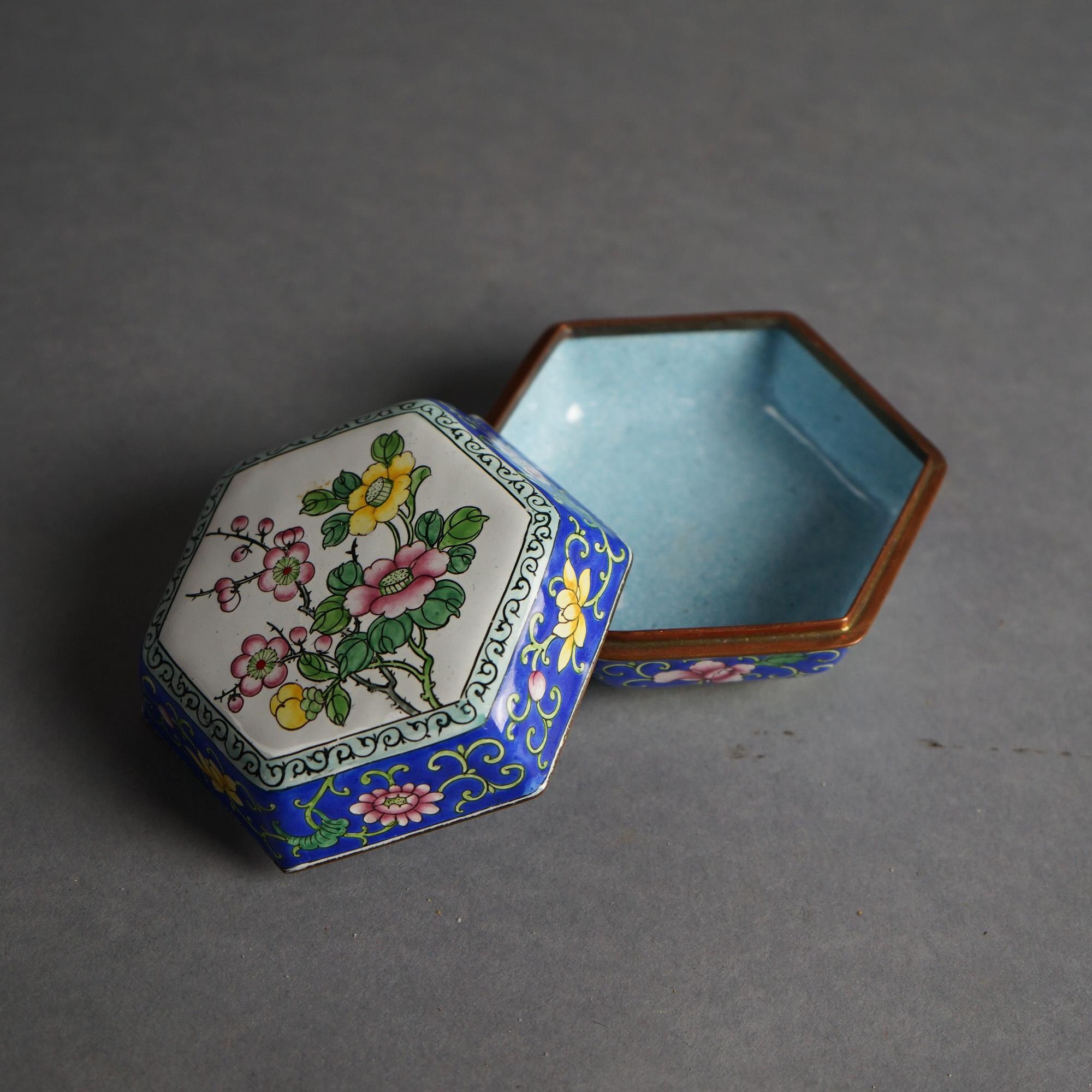 Three Antique Chinese Floral Enameled Boxes C1920 For Sale 3