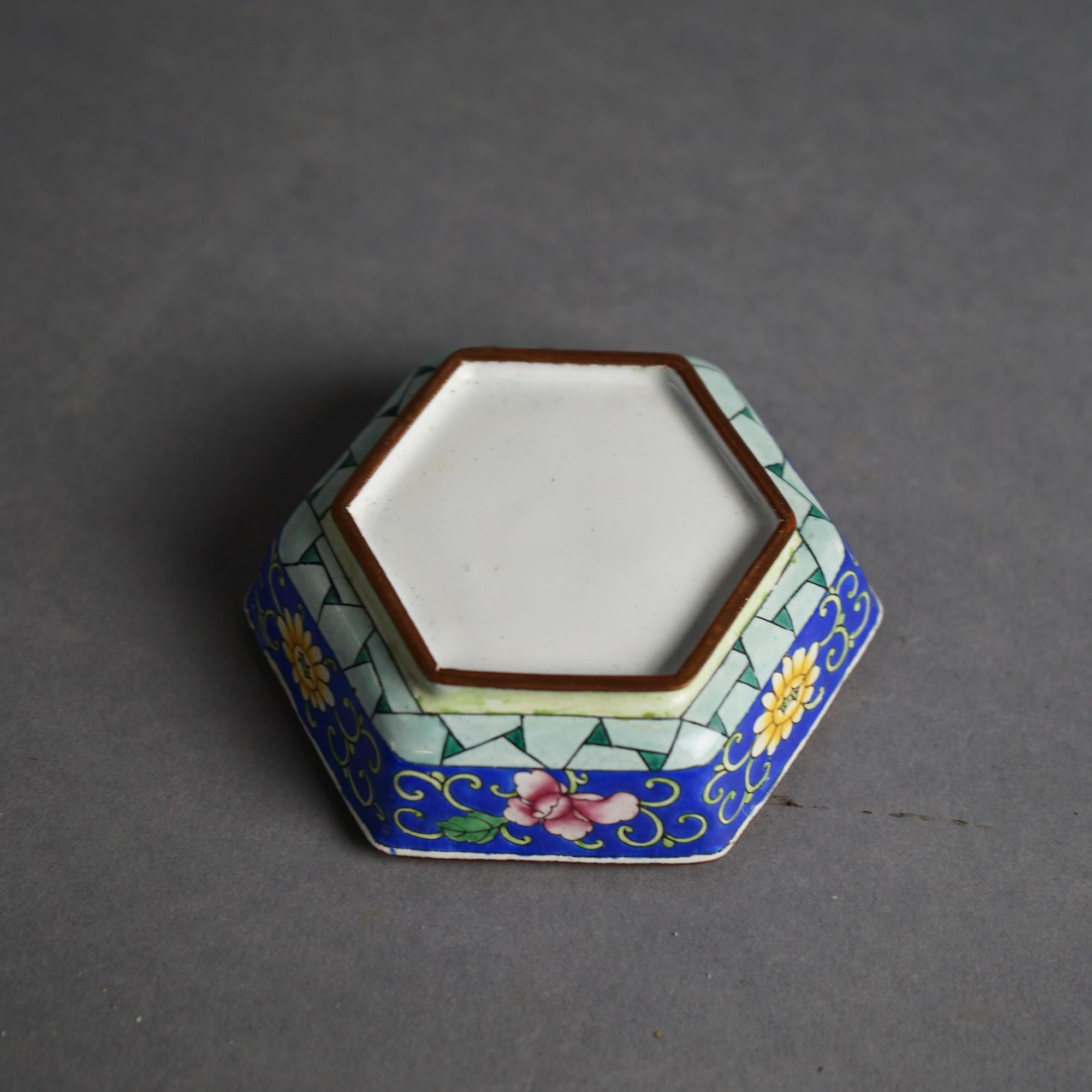 Three Antique Chinese Floral Enameled Boxes C1920 For Sale 4