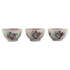 Three Antique Chinese Teacups in Hand-Painted Porcelain, Qian Long '1736-1795'
