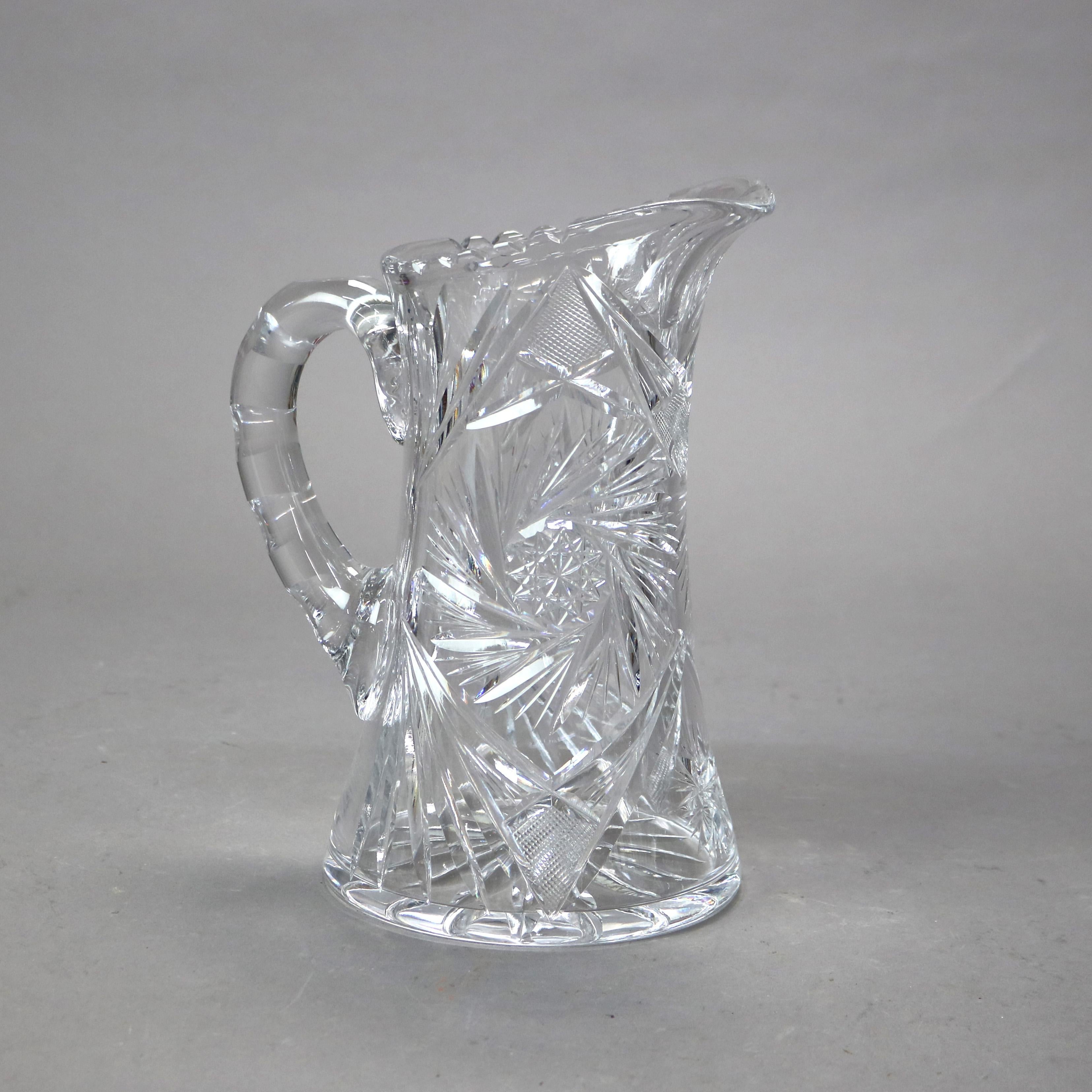 20ième siècle Trois pichets d'eau anciens en verre taillé 19ème siècle en vente
