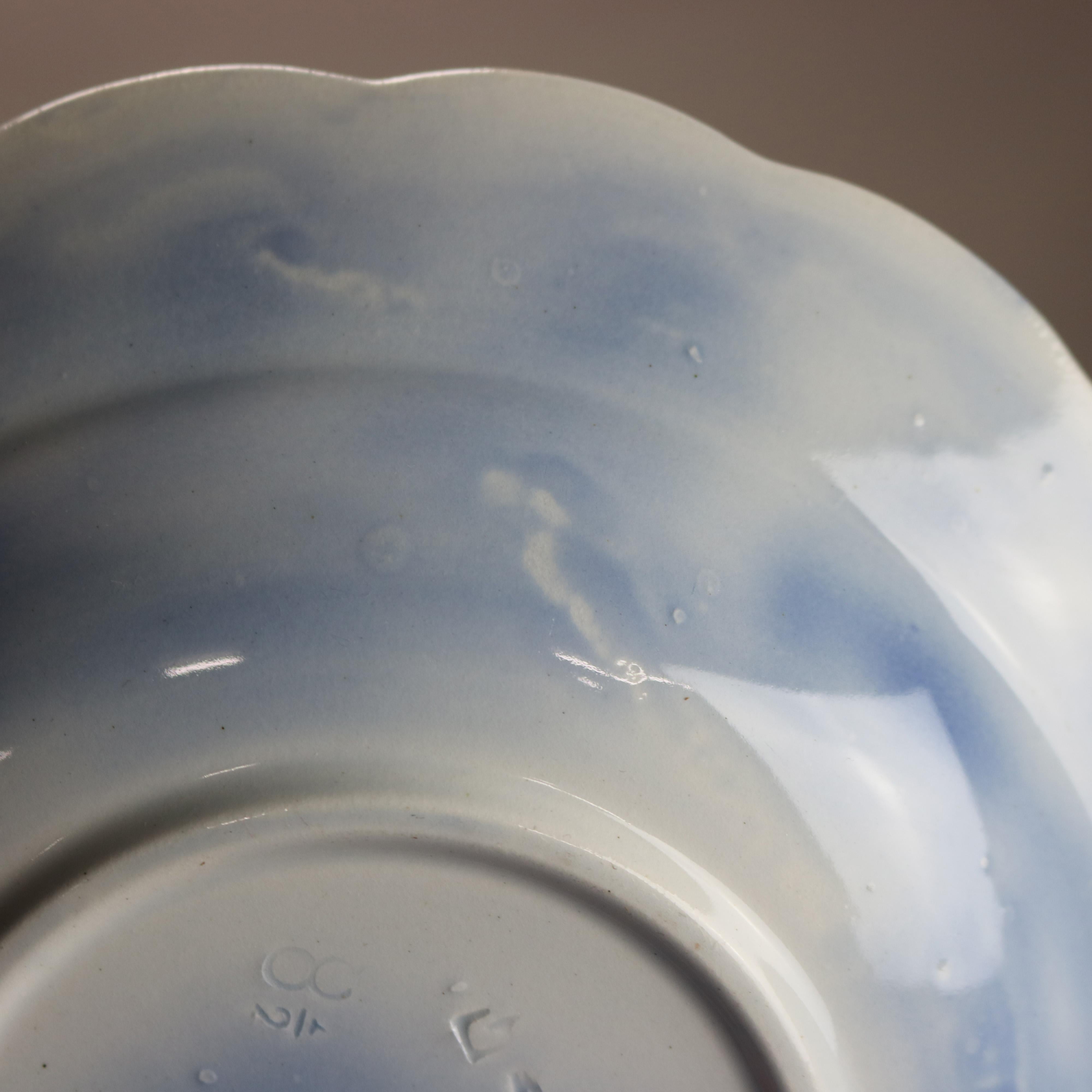 Three Antique English Davenport Porcelain Flow Blue Bowls, c1850 5