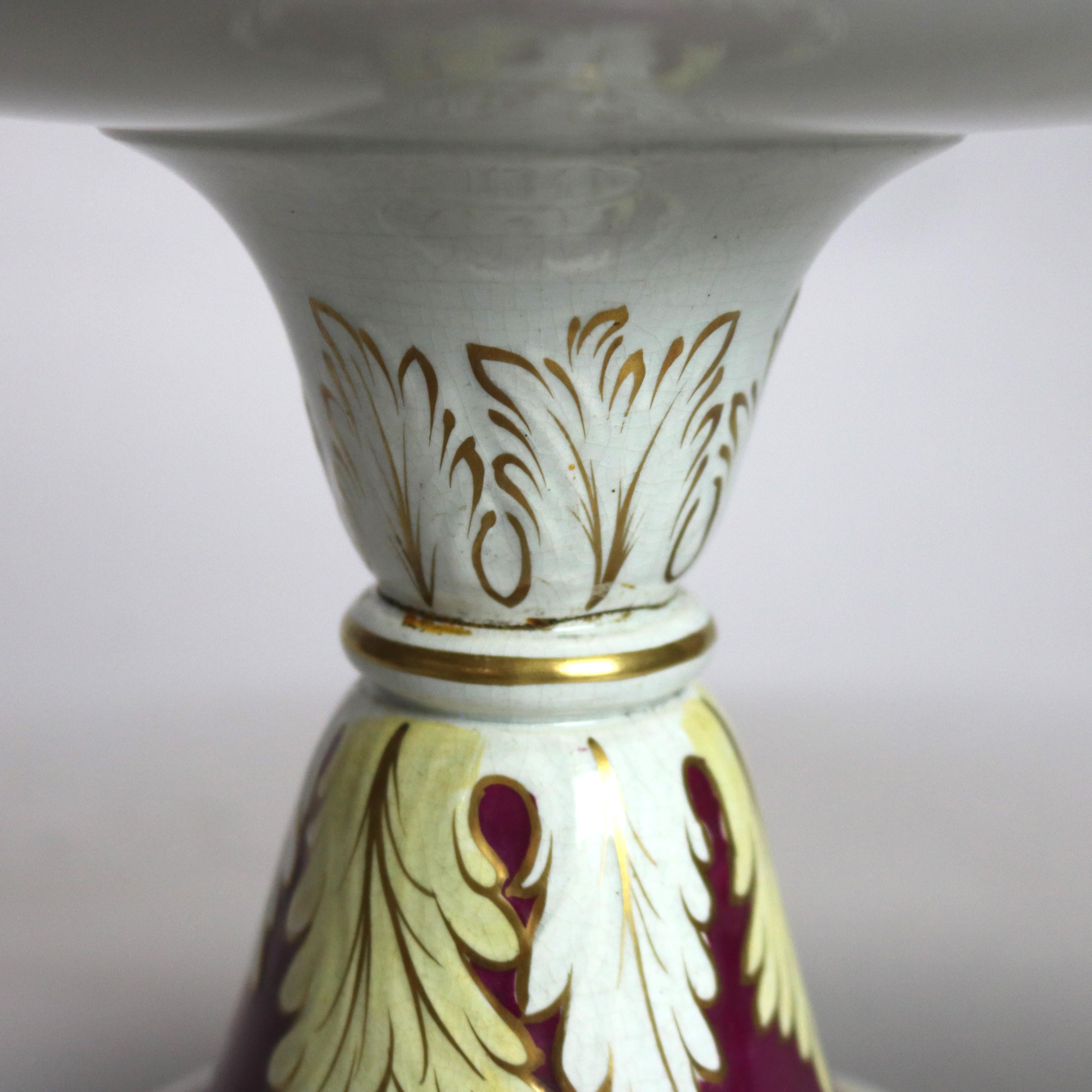 Trois compotes anglaises anciennes peintes à la main et dorées sur pied en porcelaine dorée, vers 1890 en vente 12