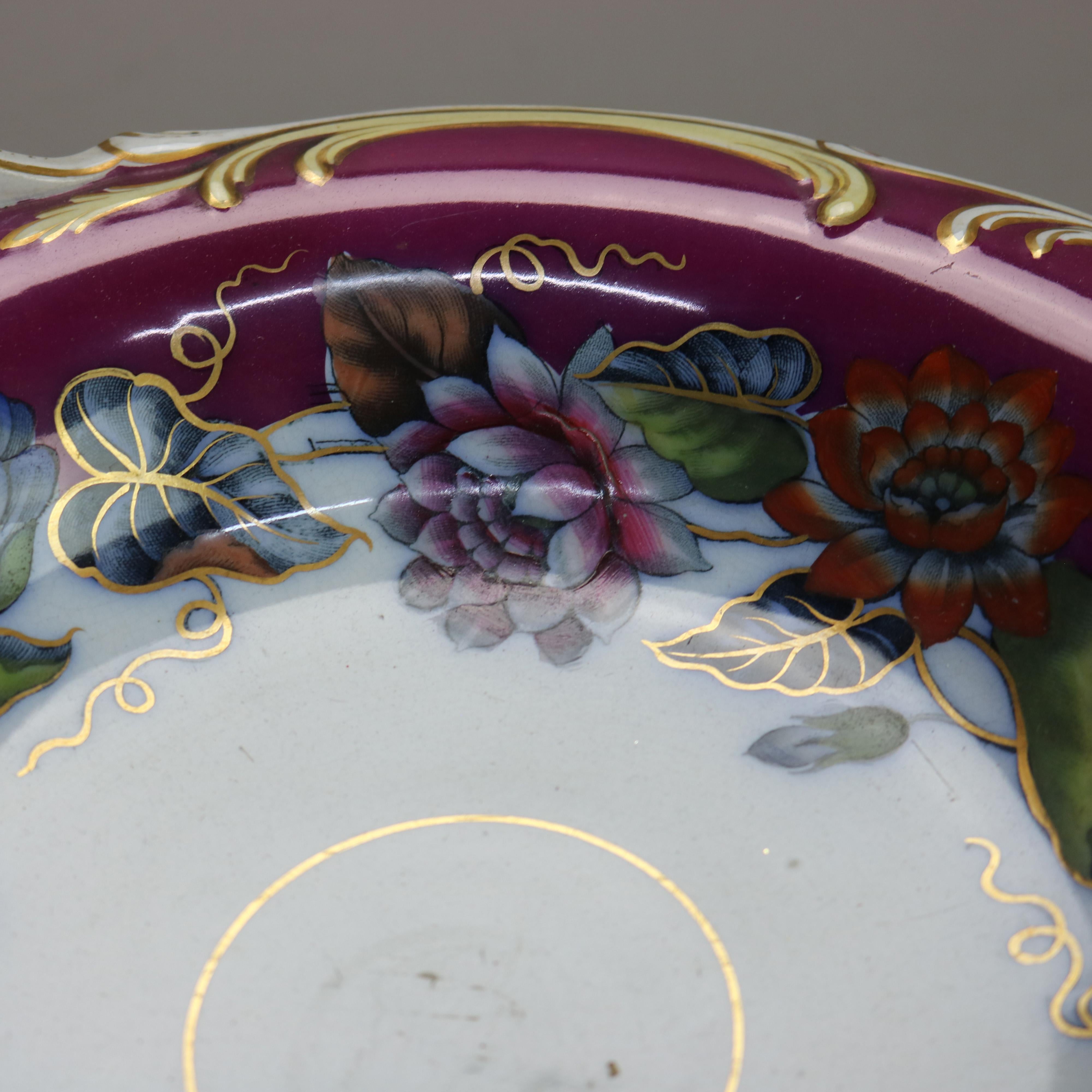 Trois compotes anglaises anciennes peintes à la main et dorées sur pied en porcelaine dorée, vers 1890 en vente 1