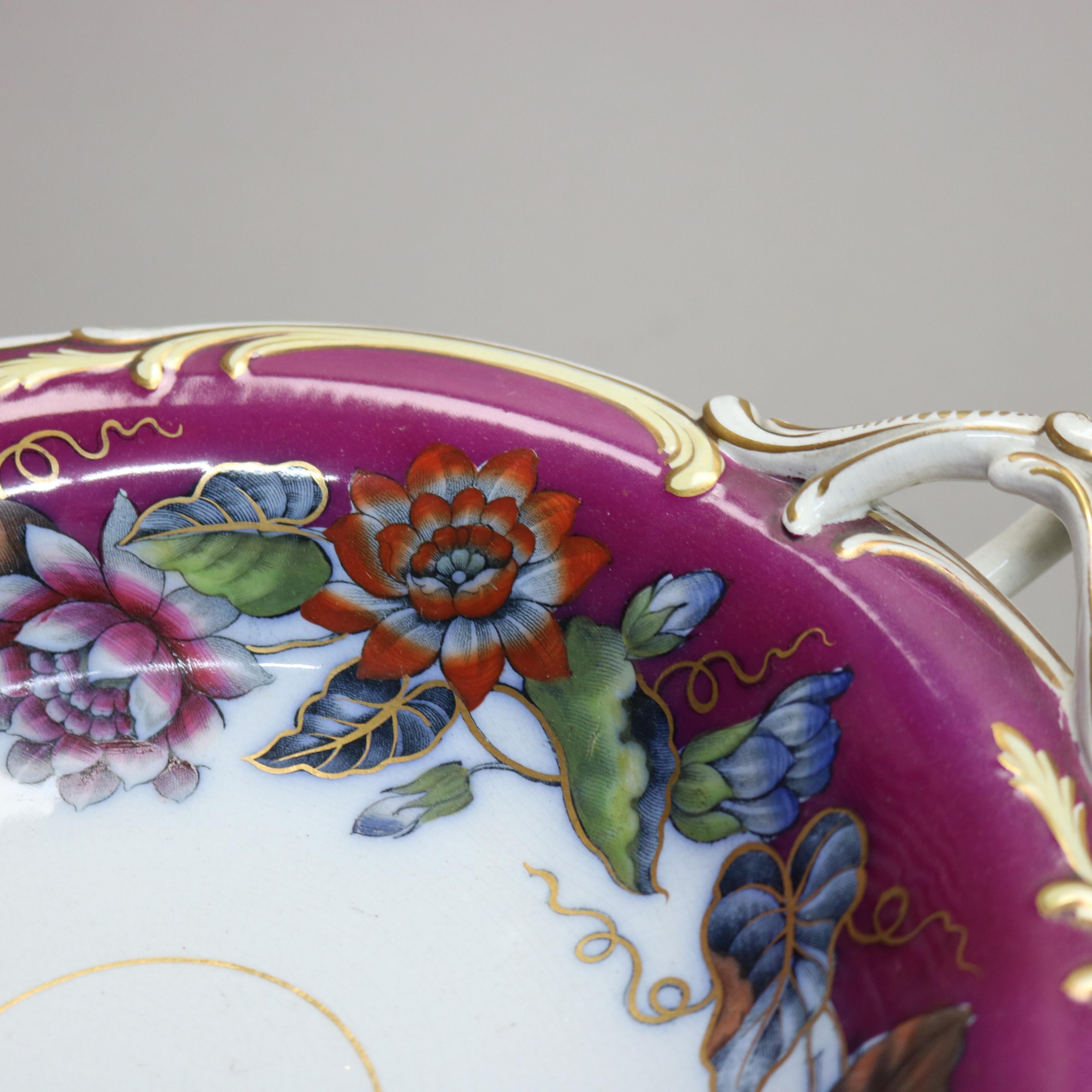 Trois compotes anglaises anciennes peintes à la main et dorées sur pied en porcelaine dorée, vers 1890 en vente 2