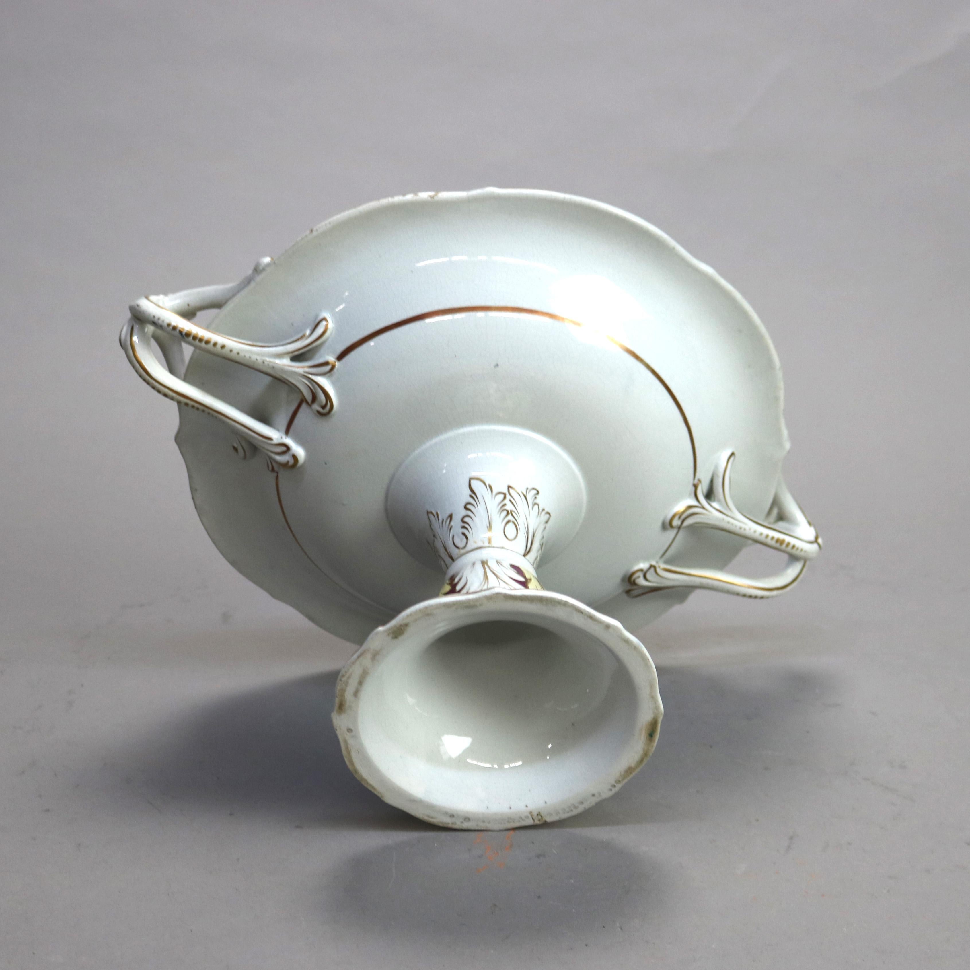 Trois compotes anglaises anciennes peintes à la main et dorées sur pied en porcelaine dorée, vers 1890 en vente 3