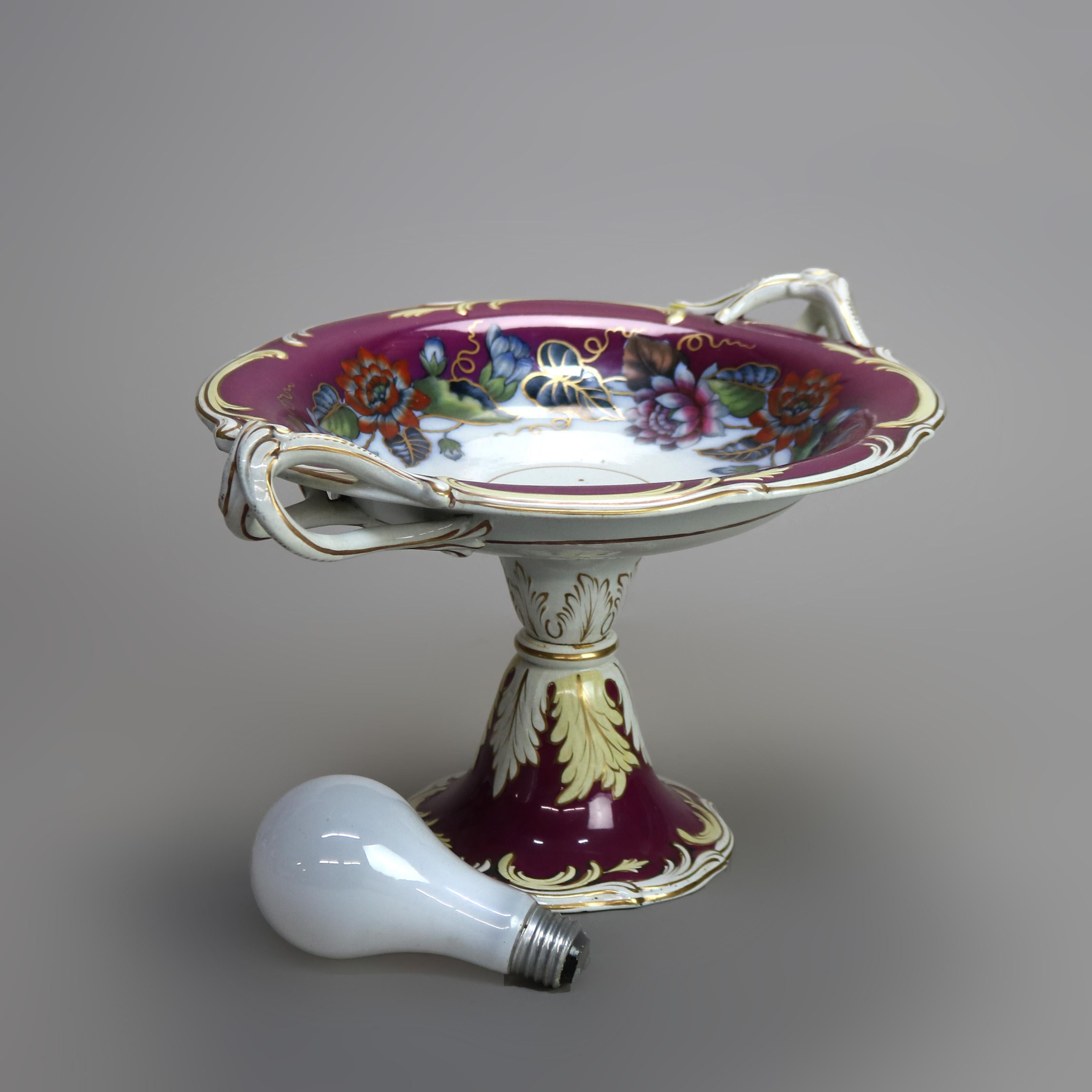 Trois compotes anglaises anciennes peintes à la main et dorées sur pied en porcelaine dorée, vers 1890 en vente 4