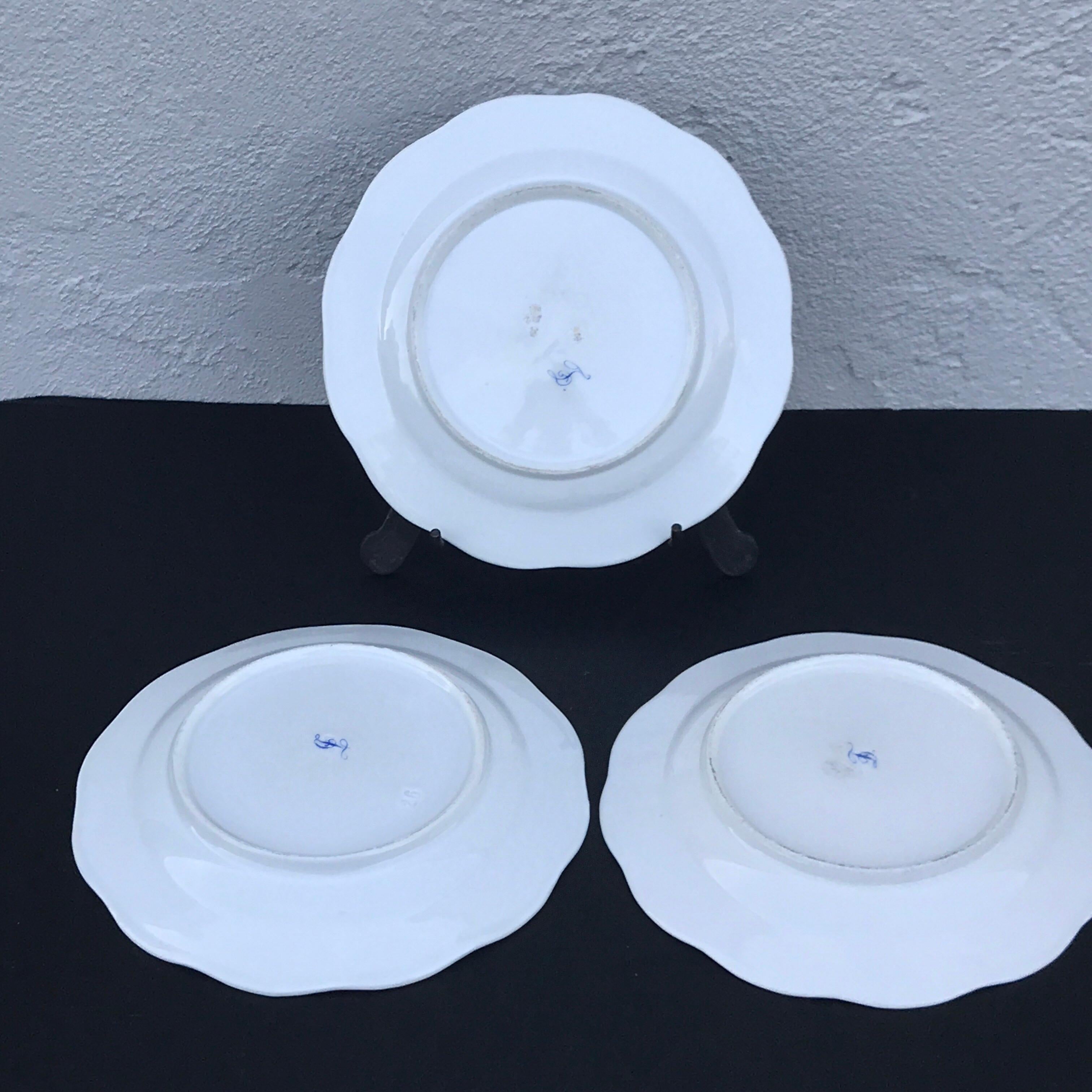 Three Antique European Naturalistic Porcelain Plates 7