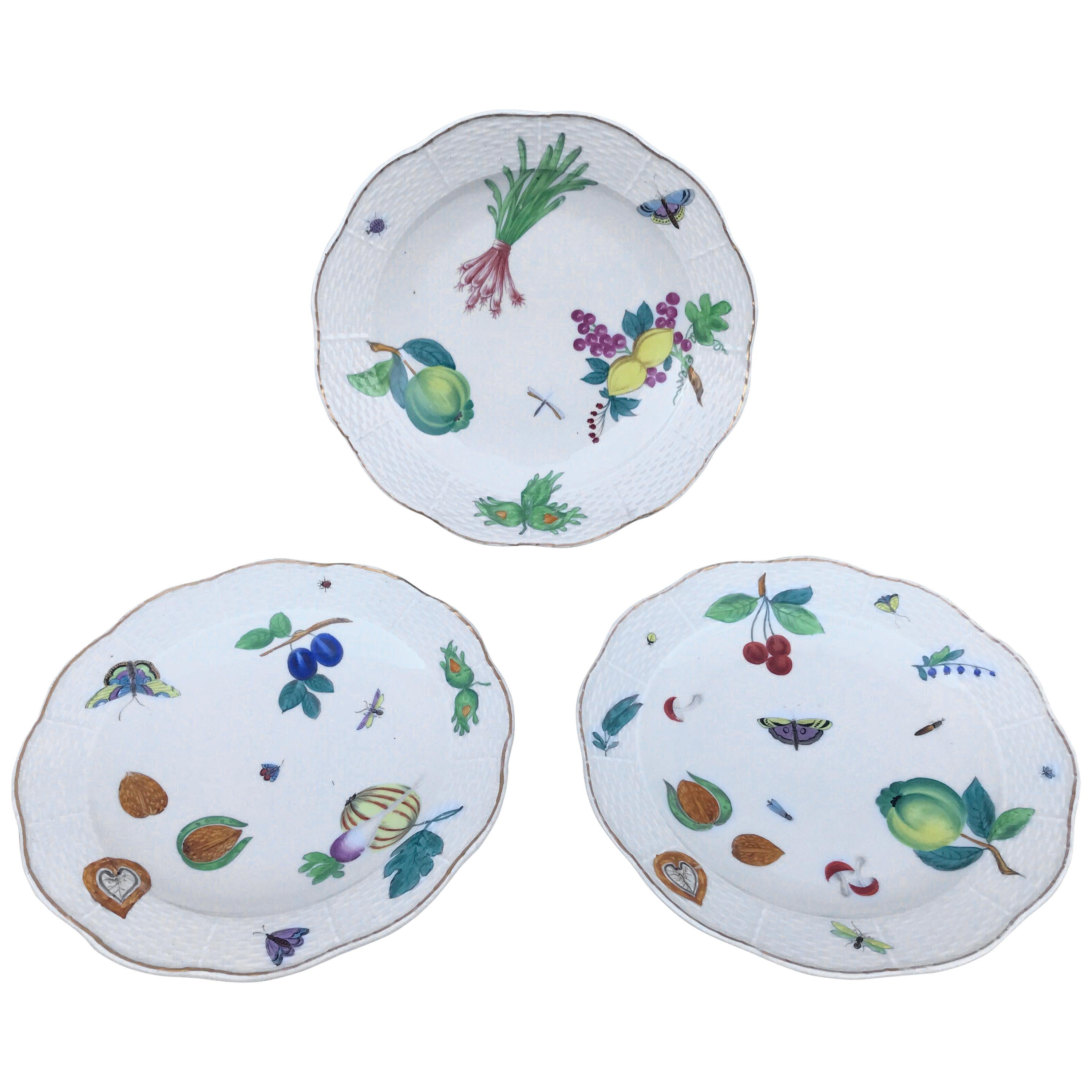 Three Antique European Naturalistic Porcelain Plates