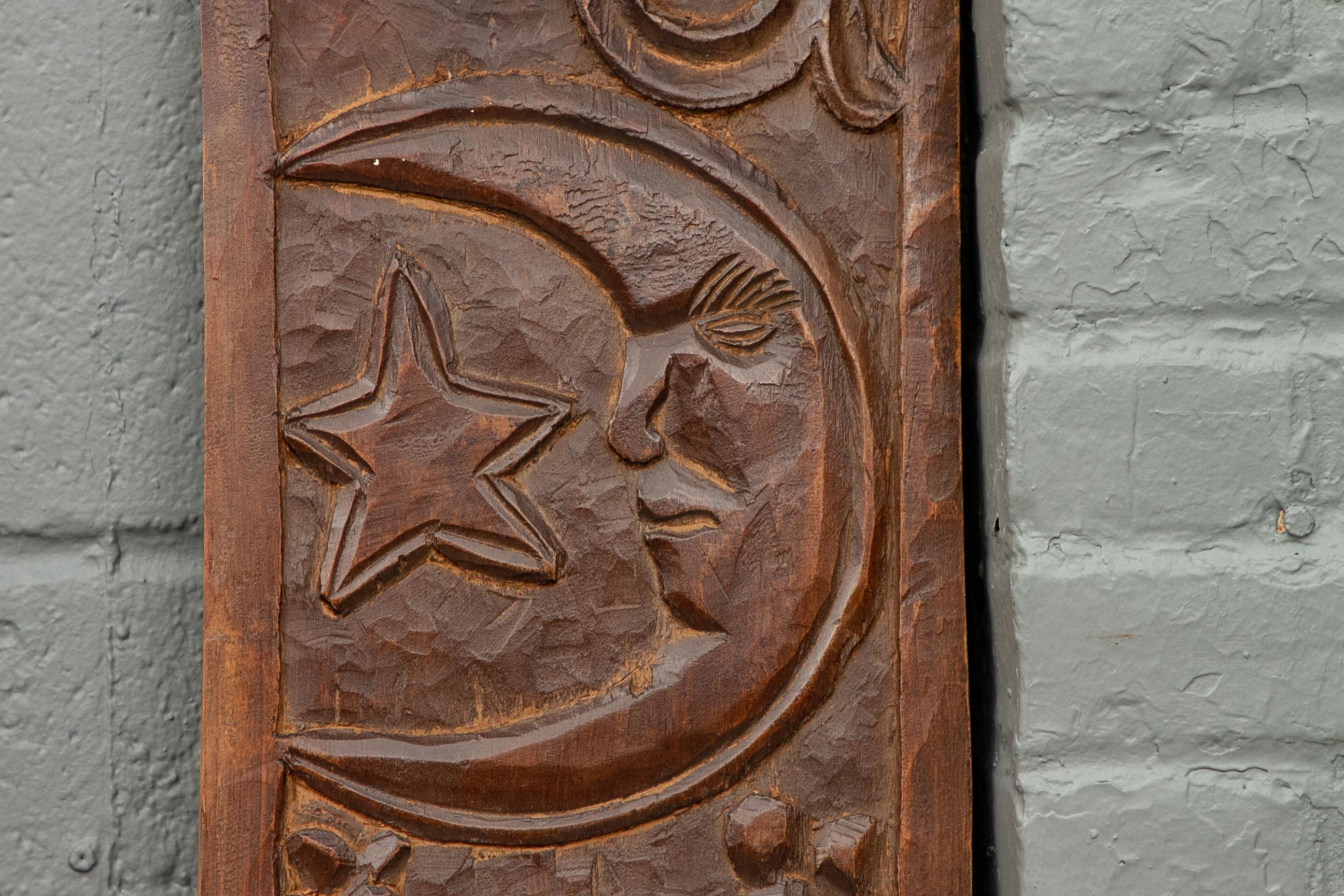 Hand-Carved Three Antique Folk Art Carved Wood Panels