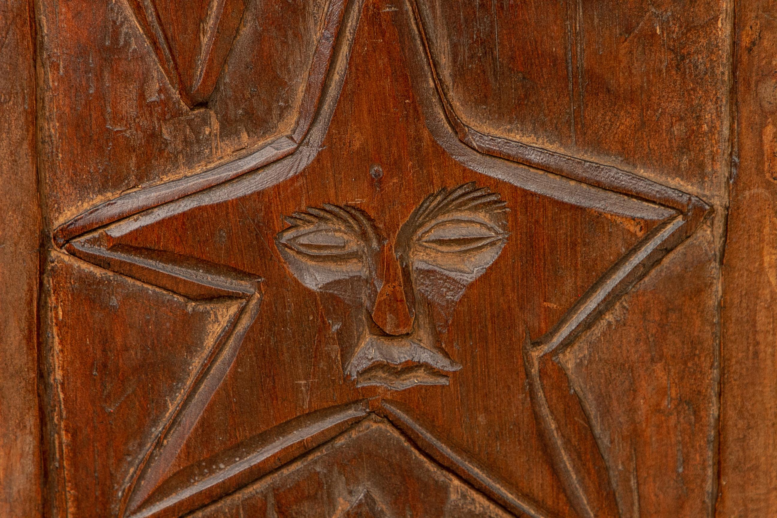 19th Century Three Antique Folk Art Carved Wood Panels