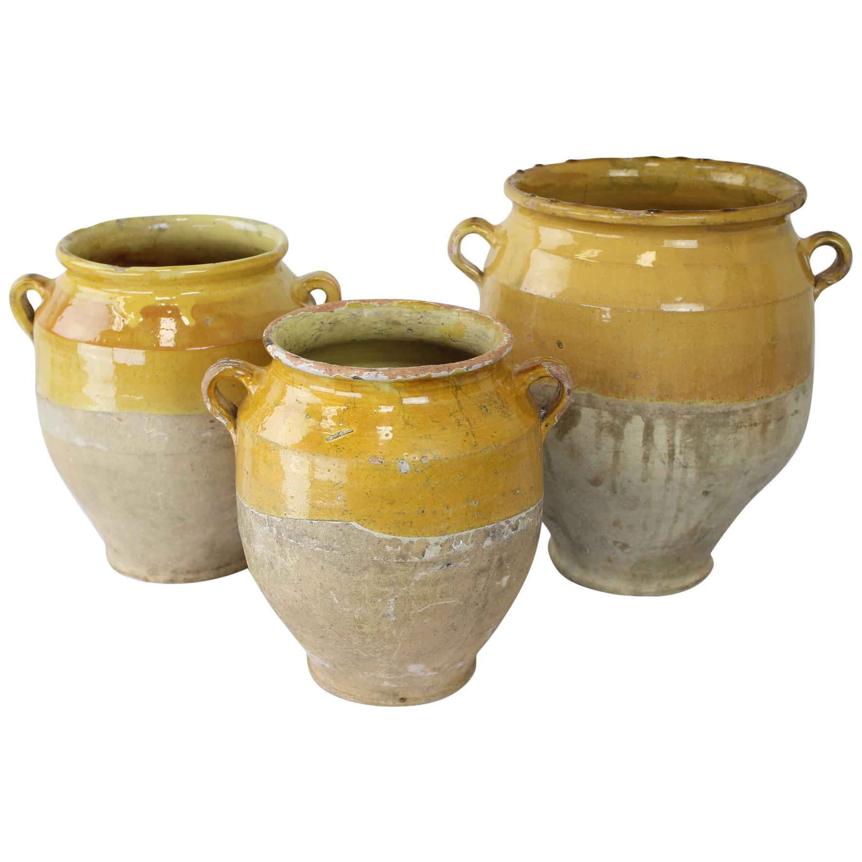 Three Antique French Confit Pots