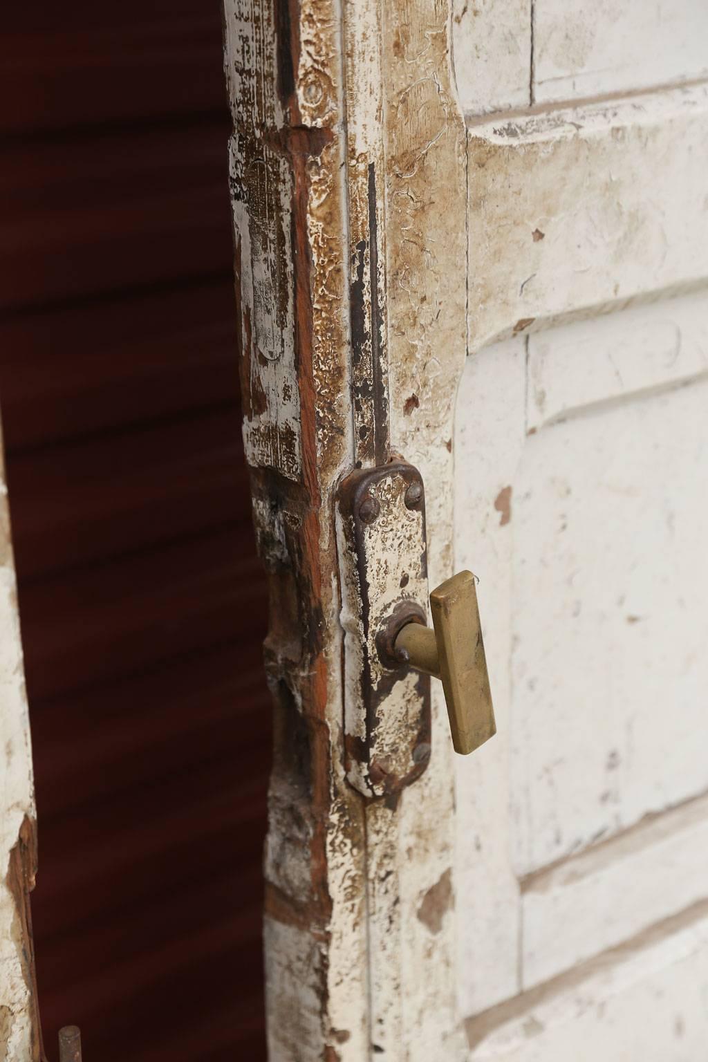 Hand-Carved Three Antique Painted French Doors