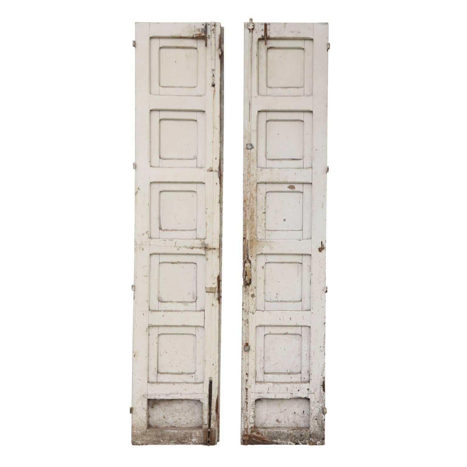 Three Antique Painted French Doors In Fair Condition For Sale In Houston, TX
