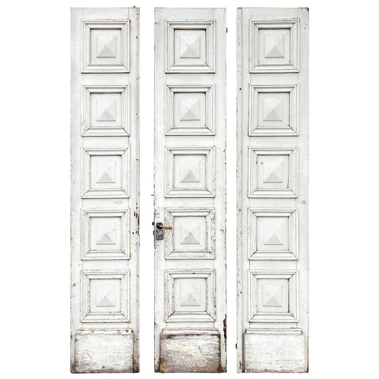 Three Antique Painted French Doors For Sale at 1stDibs