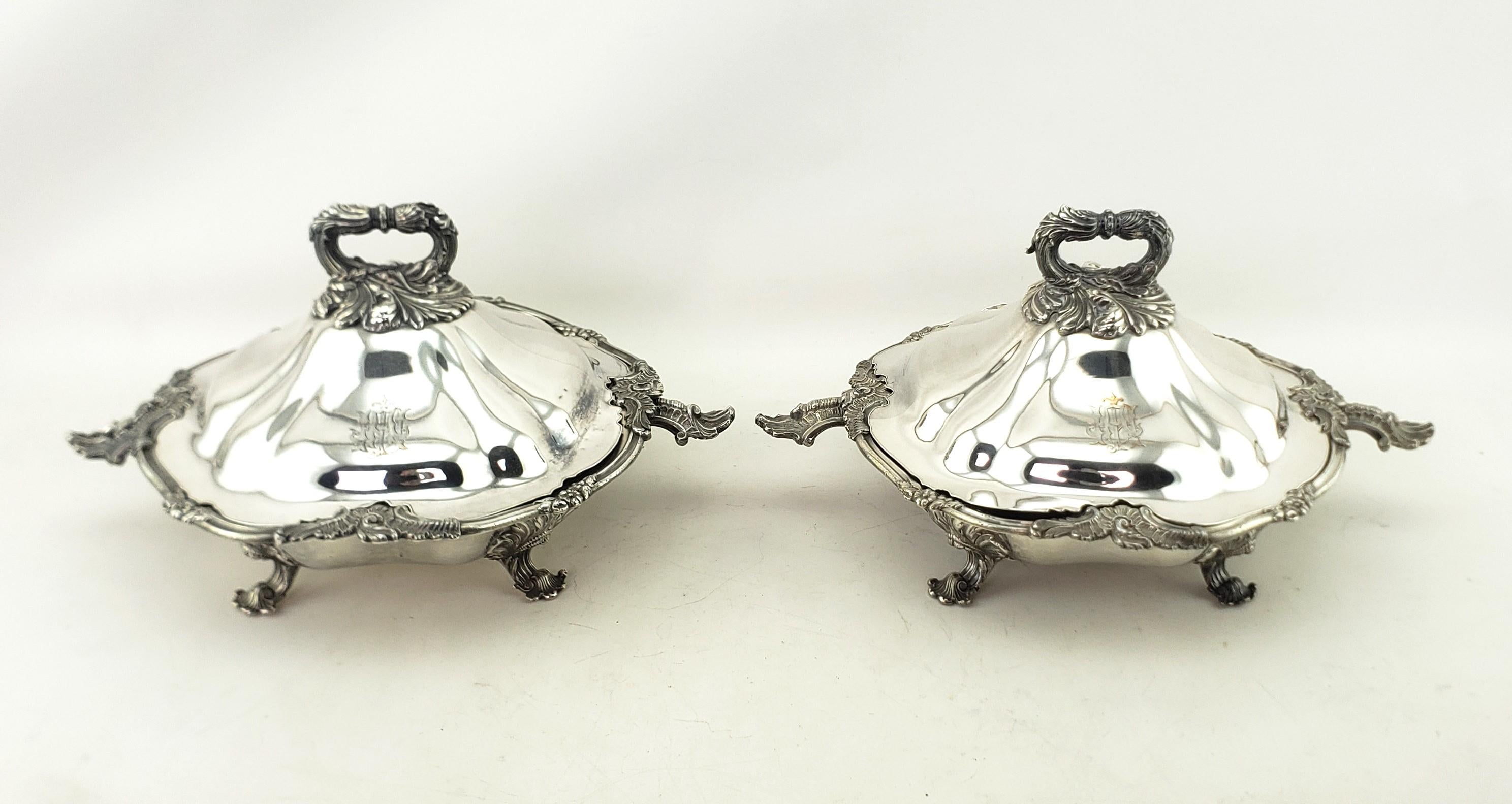 Three Antique Georgian Sheffield Plated Covered Tureens with Floral Decoration For Sale 7