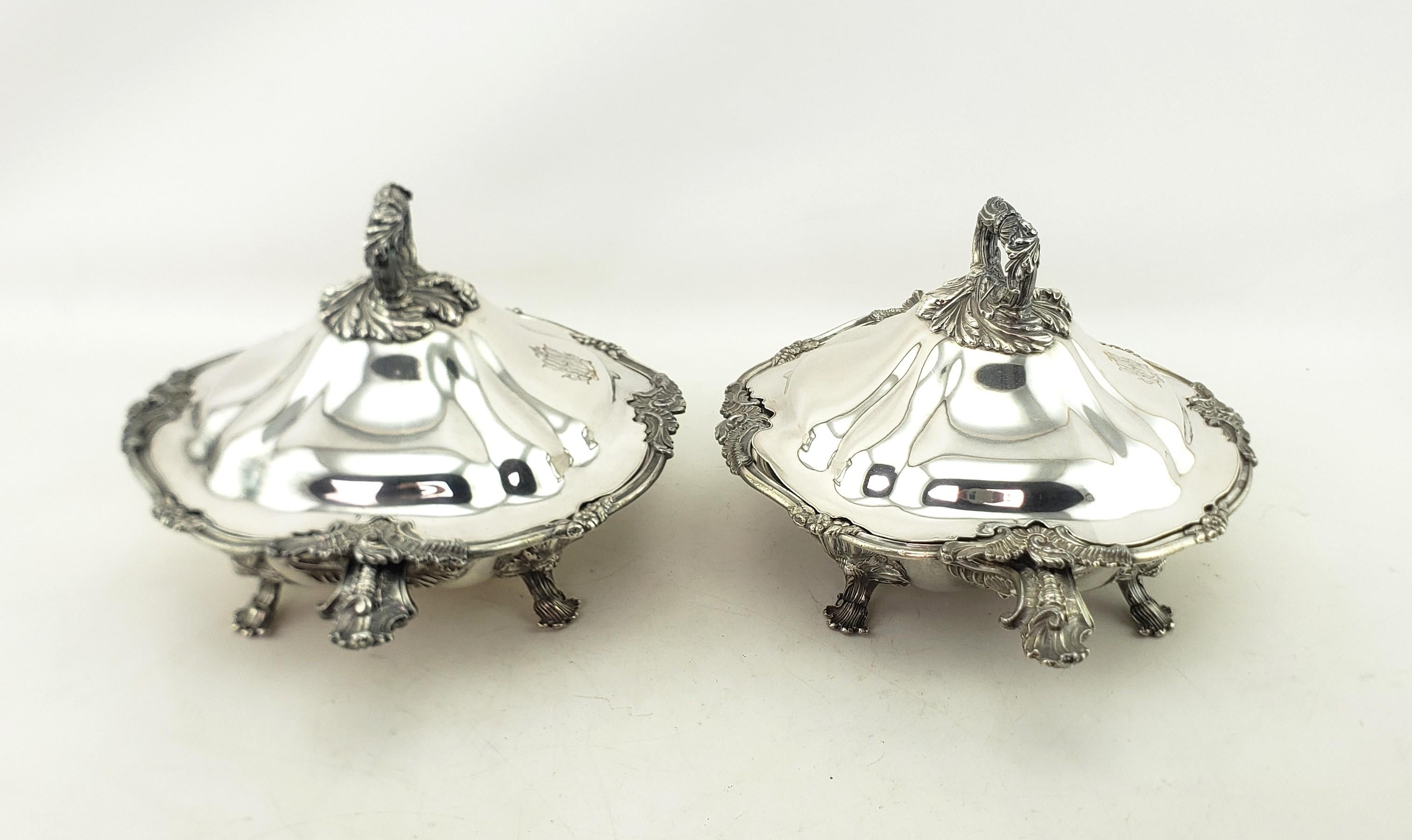 Three Antique Georgian Sheffield Plated Covered Tureens with Floral Decoration For Sale 9